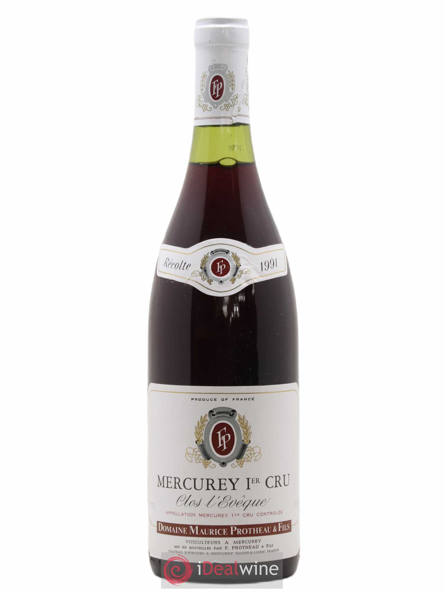 Mercurey 1er Cru Clos L'Eveque Maurice Protheau & Fils (sans prix de réserve) 1991 - Posten von 1 Flasche - 0