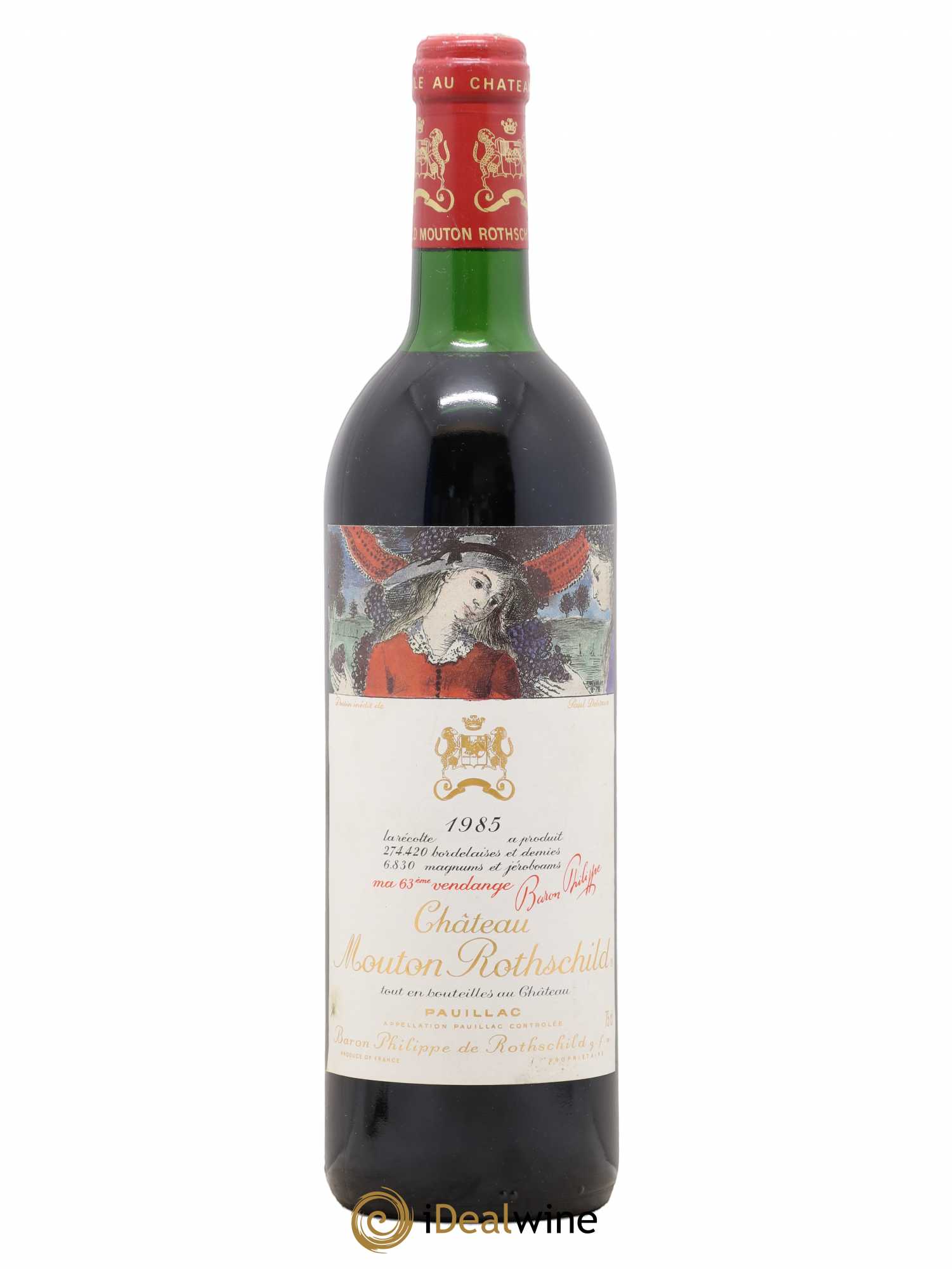 Château Mouton Rothschild 1er Grand Cru Classé 1985 - Lot de 1 bouteille - 0