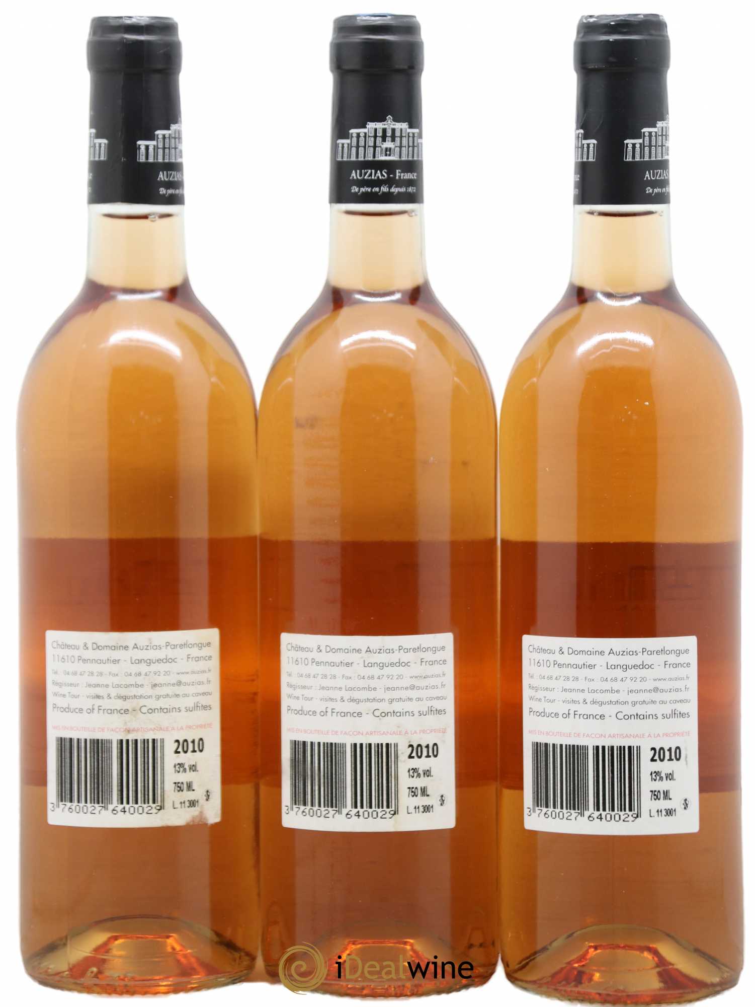 Vin de France Cité de Carcassonne Domaine Auzias (sans prix de réserve) 2010 - Lotto di 3 bottiglie - 1
