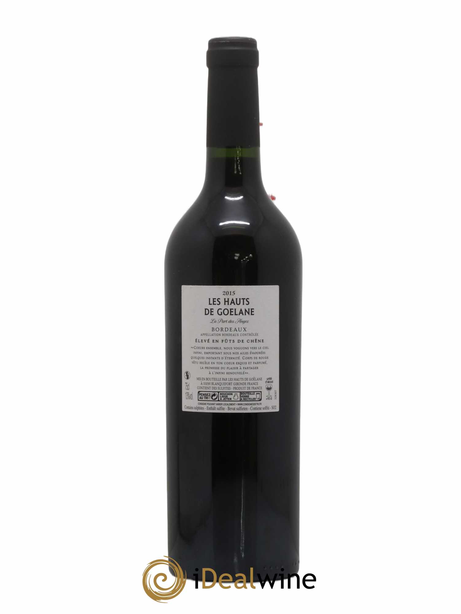 Bordeaux Les Hauts de Goelane La part des Anges (sans prix de réserve) 2015 - Lot de 1 bouteille - 1