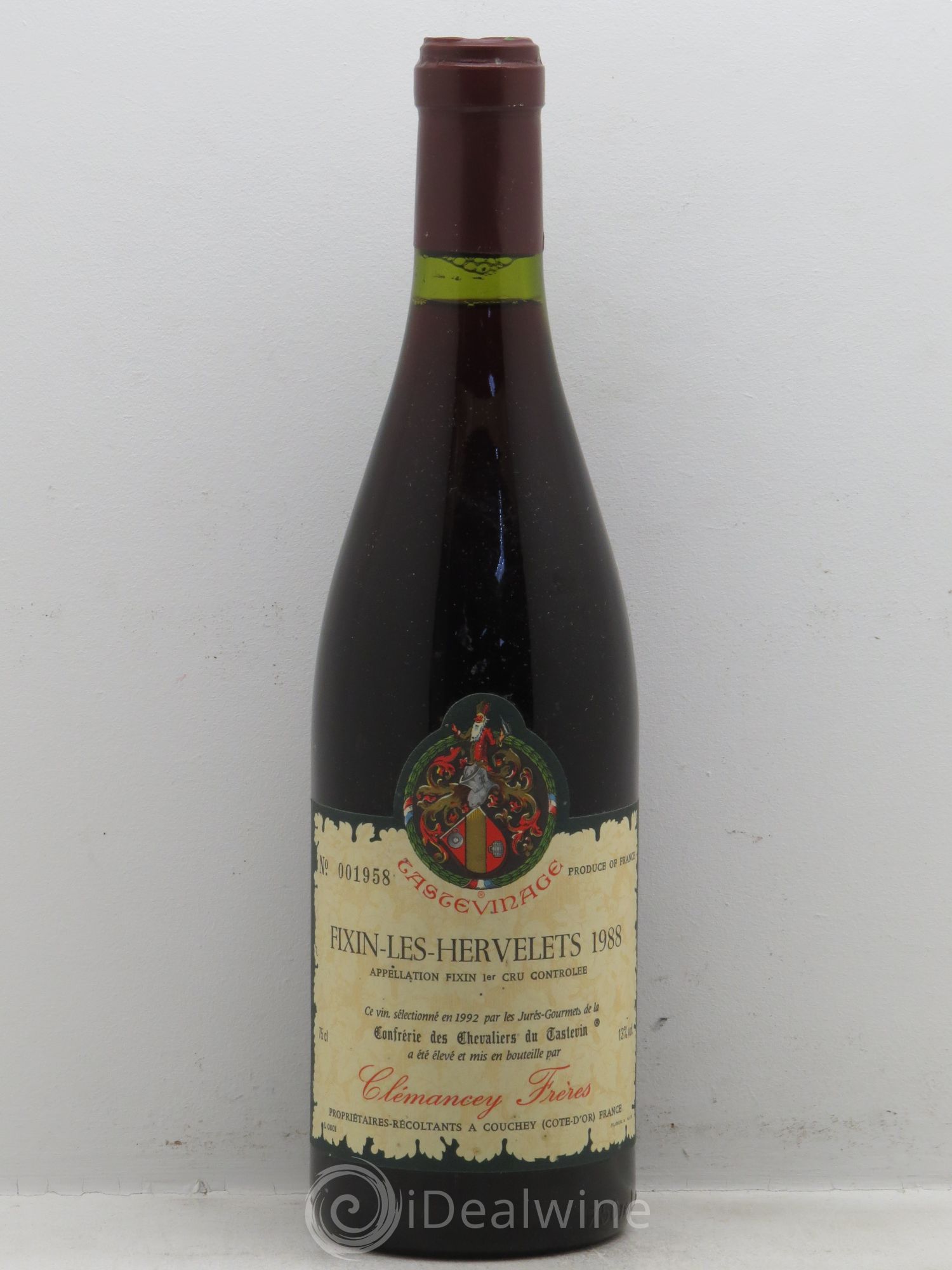 Fixin 1er Cru Les Hervelets Clemancey frères (sans prix de réserve - no reserve) 1988 - Posten von 1 Flasche - 0