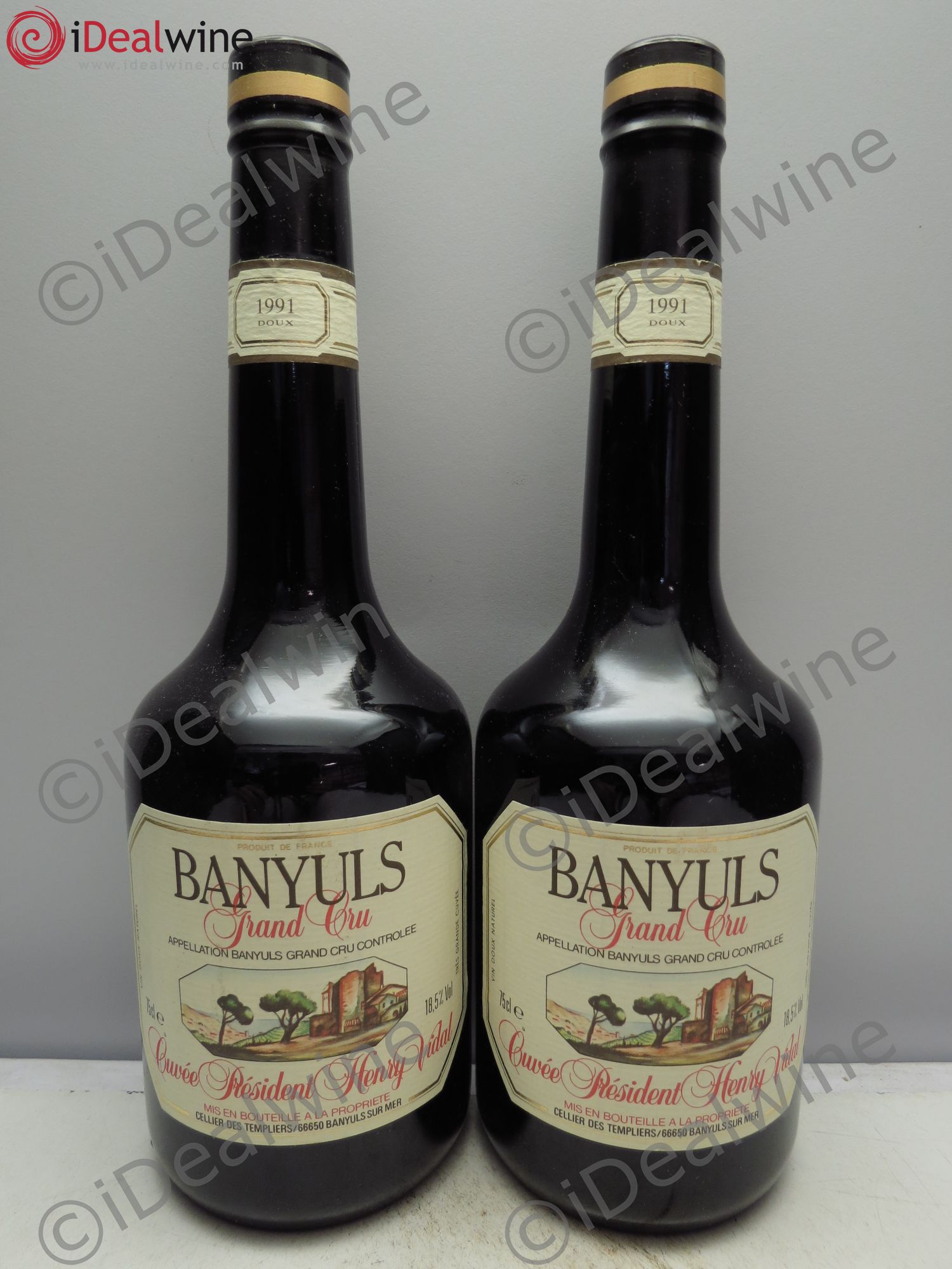 Banyuls Grand Cru Henri Vidal Cellier des Templiers 1991 - Posten von 2 Flaschen - 0