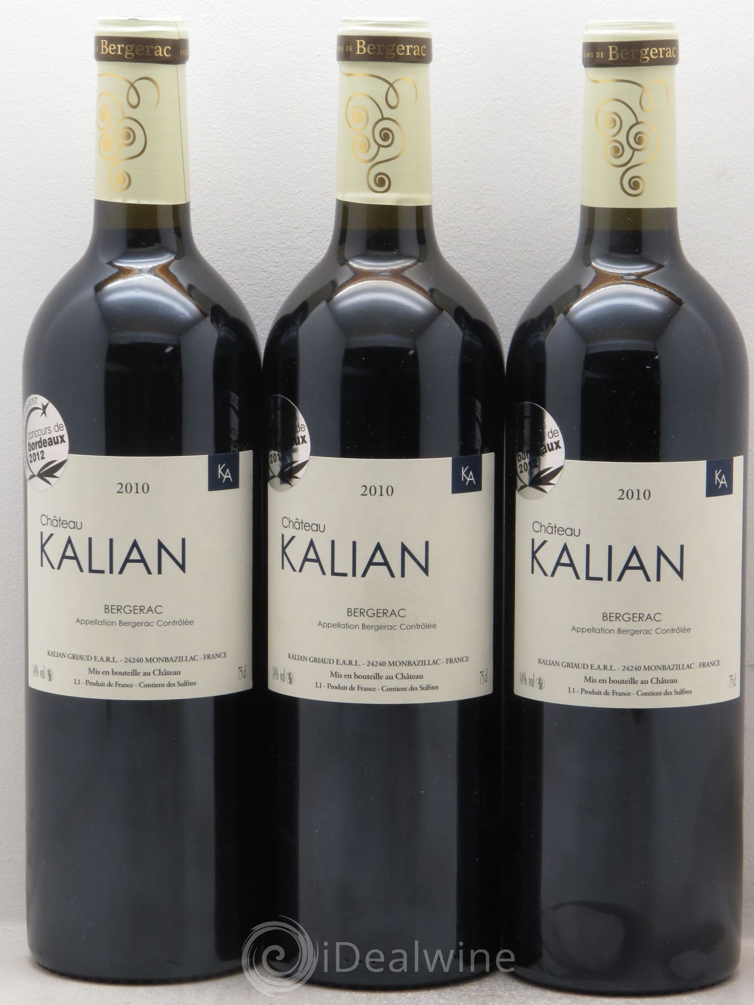 Bergerac Château Kalian (sans prix de réserve-no reserve) 2010 - Posten von 3 Flaschen - 0