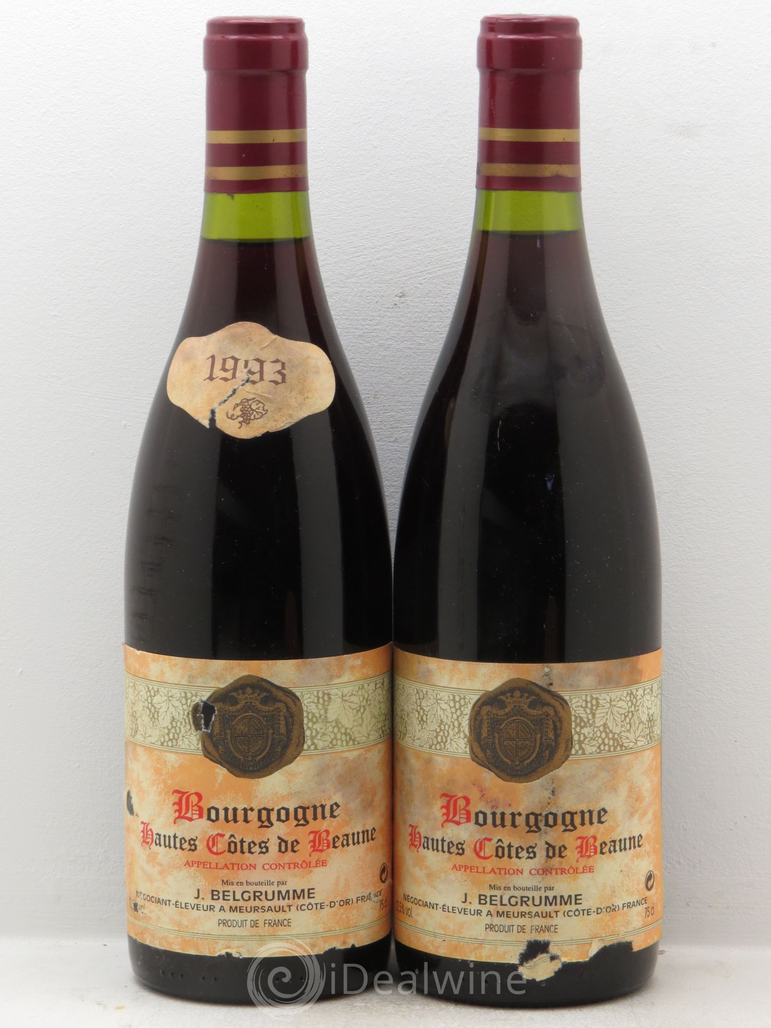 Hautes-Côtes de Beaune J.Belgrumme (sans prix de réserve) 1993 - Posten von 2 Flaschen - 0