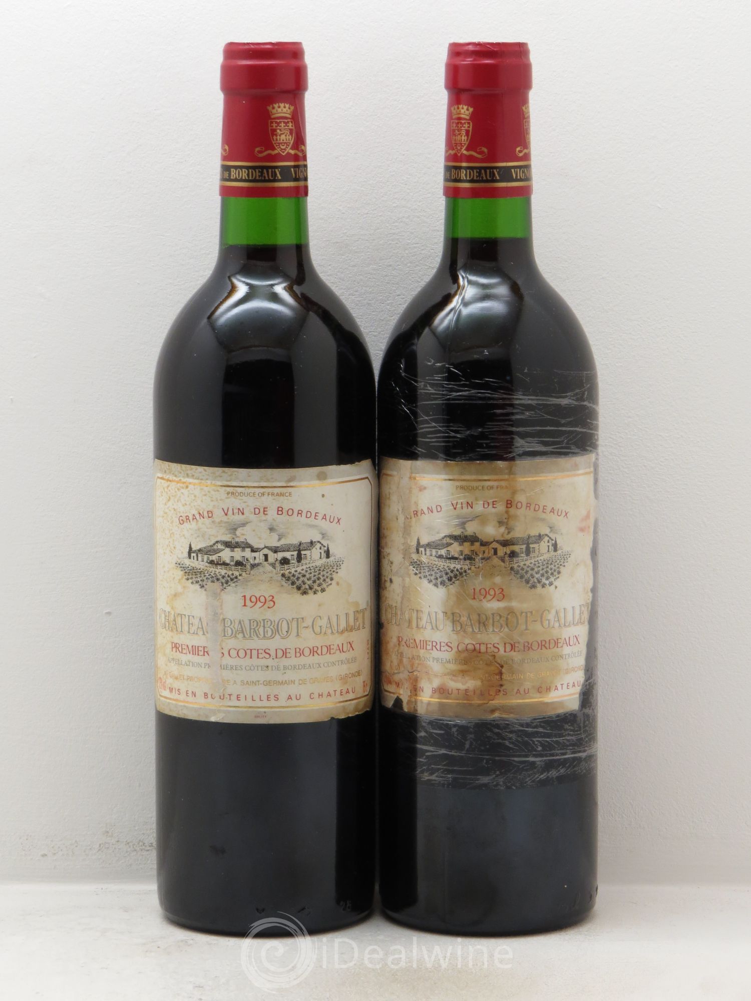 Premières-Côtes-de-Blaye (Blaye-Côtes-de-Bordeaux) château Barbot Gallet (sans prix de réserve) 1993 - Lotto di 2 bottiglie - 0