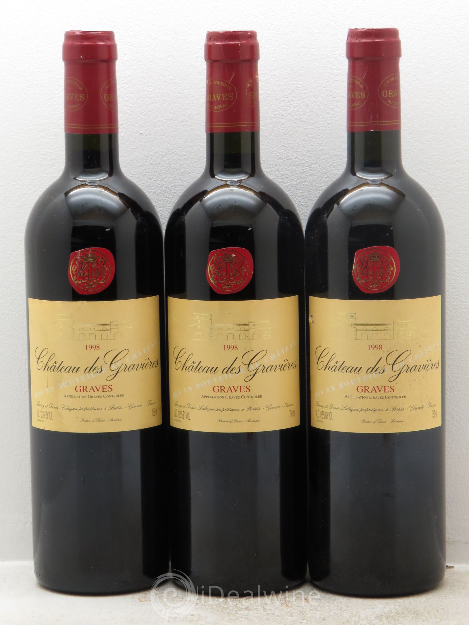 Graves Château des Gravières (sans prix de réserve) 1998 - Posten von 3 Flaschen - 0