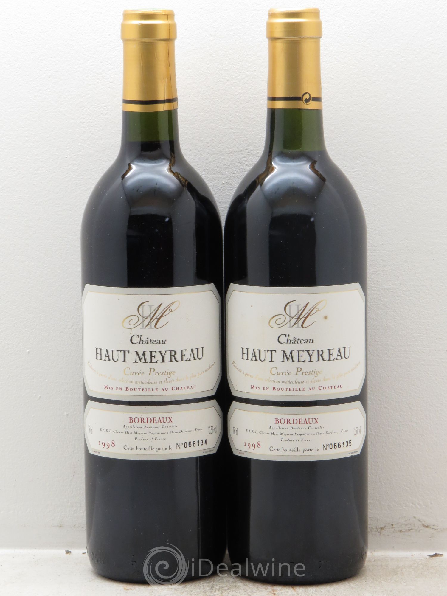 Bordeaux Château Haut Meyreau Cuvée Prestige (sans prix de réserve) 1998 - Posten von 2 Flaschen - 0