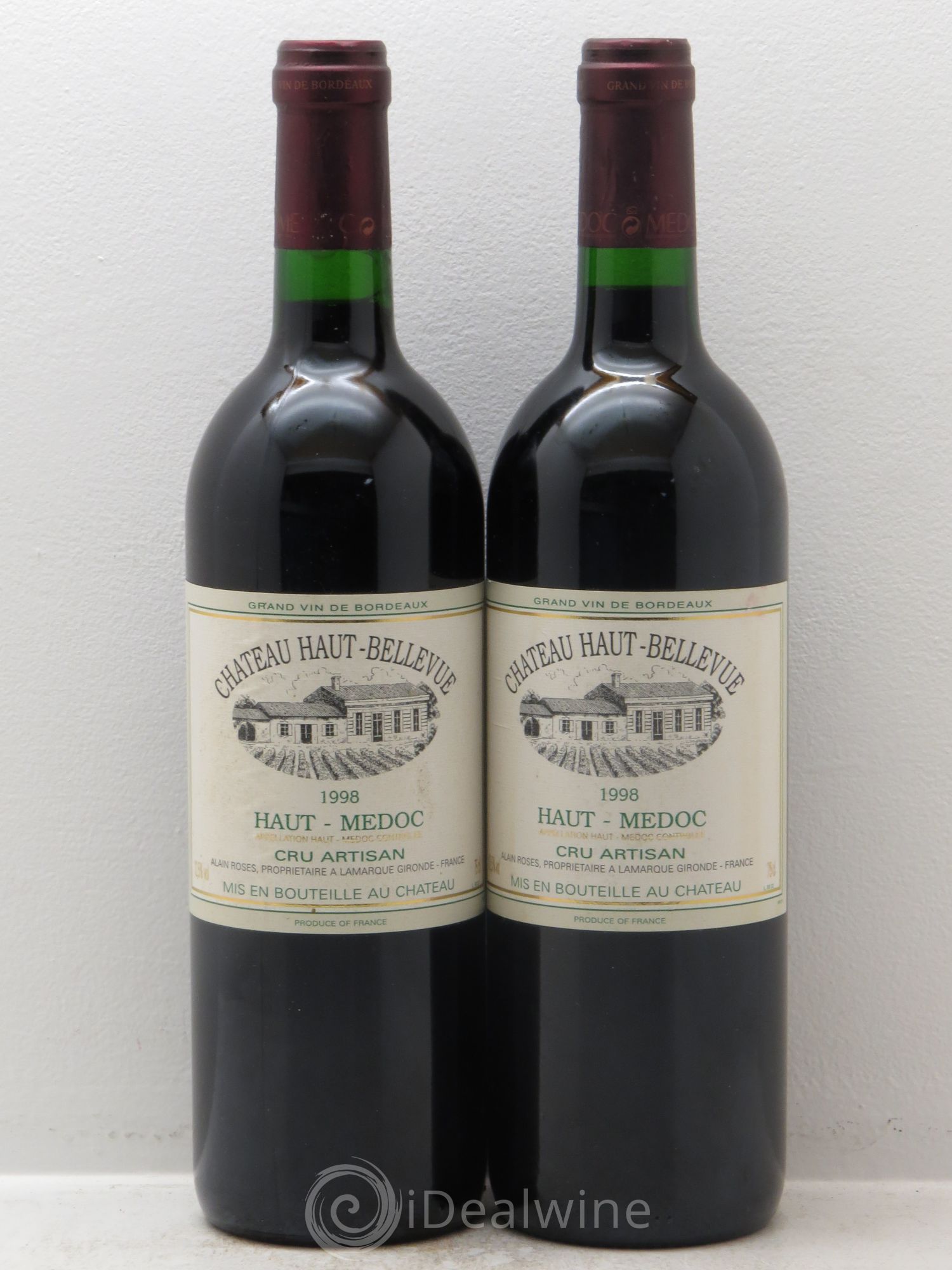 Haut Médoc Château Haut Bellevue (sans prix de réserve) 1998 - Posten von 2 Flaschen - 0