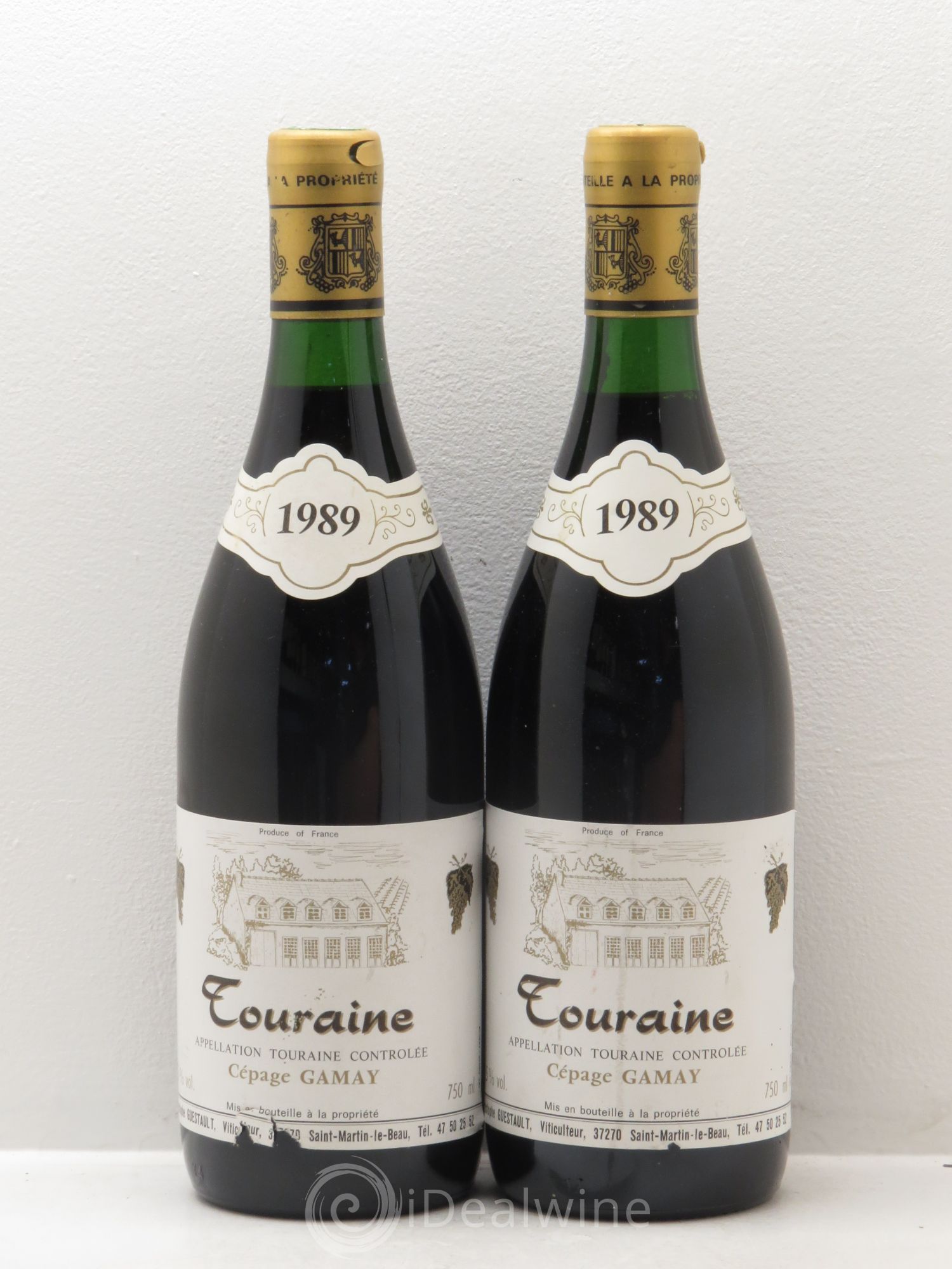 Divers Touraine Gamay Chateau Guestault (sans prix de réserve) 1989 - Posten von 2 Flaschen - 0