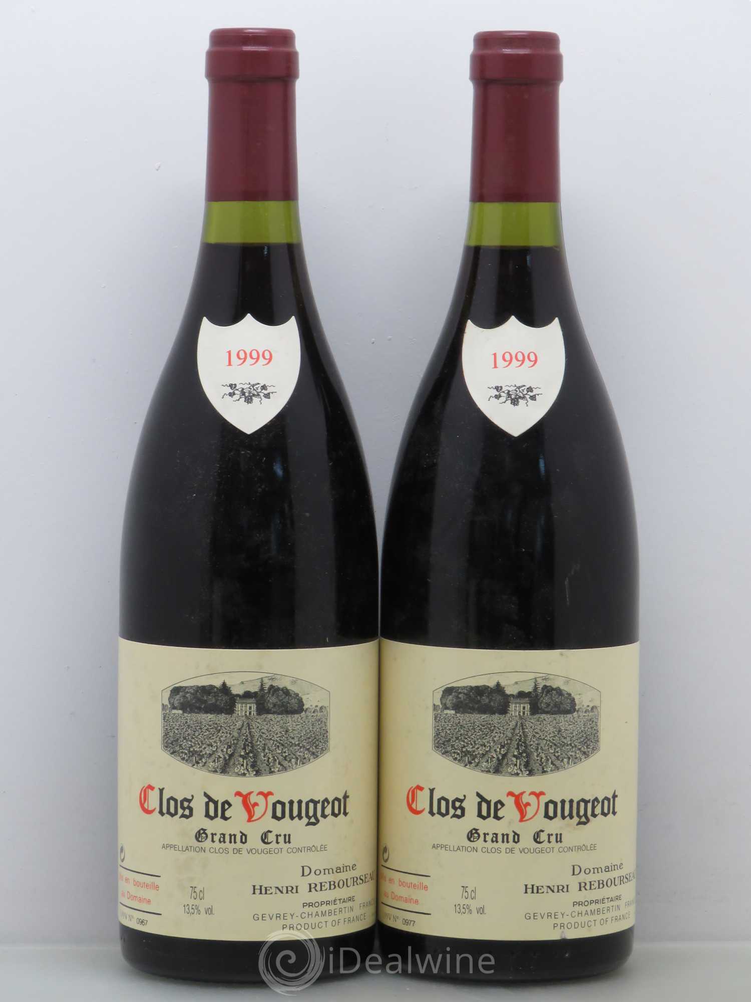 Clos de Vougeot Grand Cru Henri Rebourseau (Domaine) 1999 - Lot de 2 bouteilles - 0