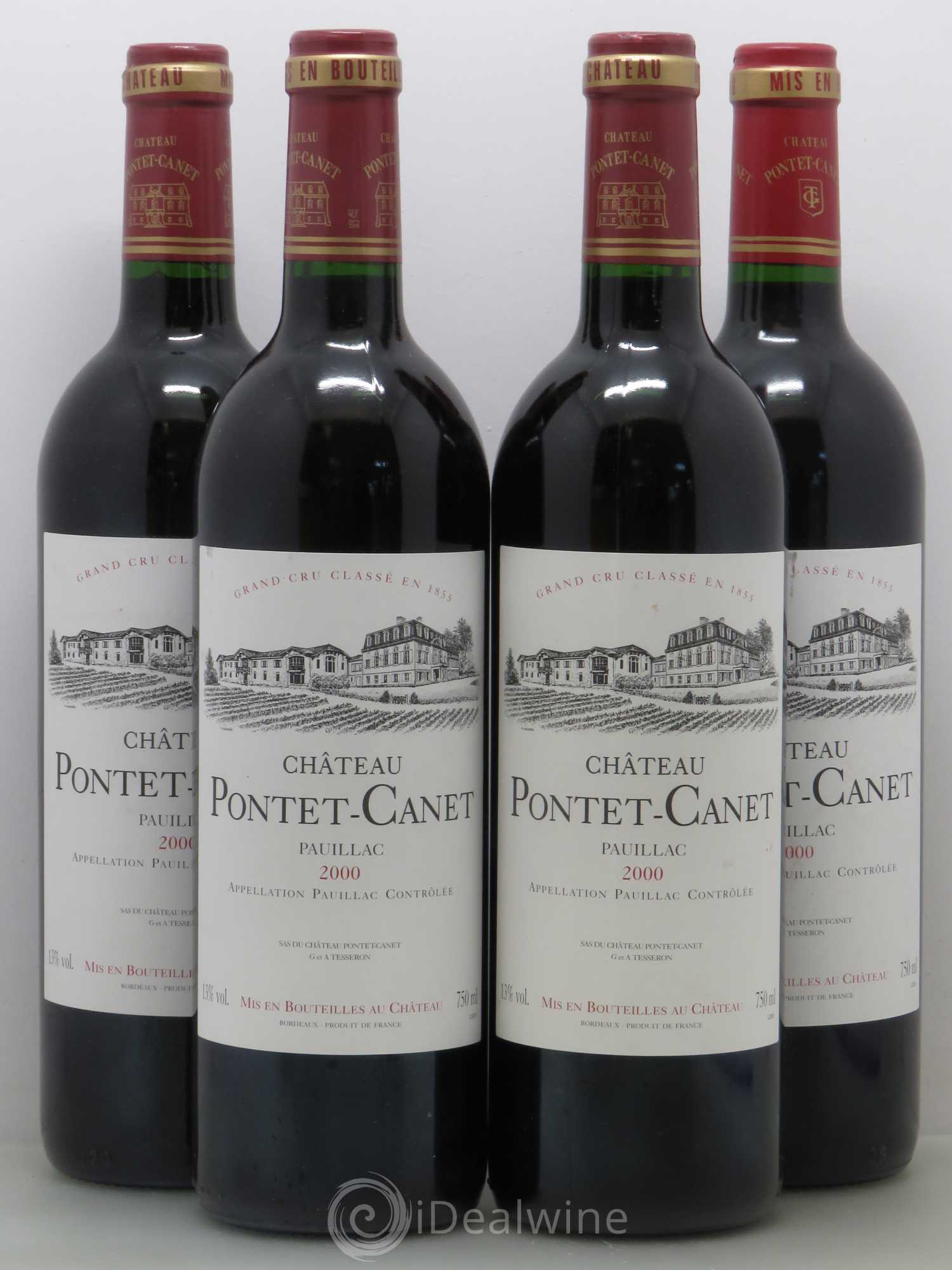 Château Pontet Canet 5ème Grand Cru Classé 2000 - Lot de 4 bouteilles - 0