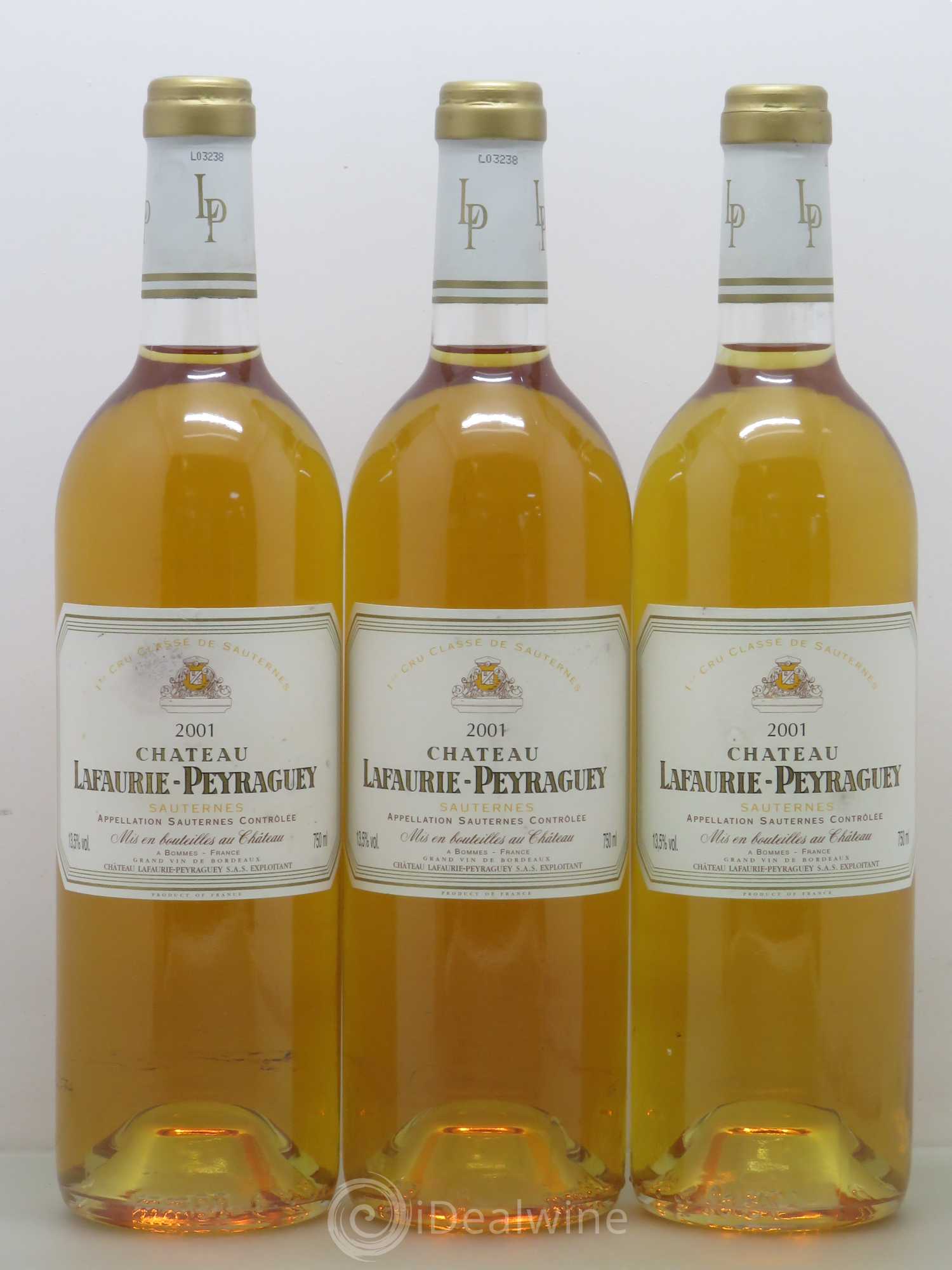 Château Lafaurie-Peyraguey 1er Grand Cru Classé 2001 - Lotto di 3 bottiglie - 0