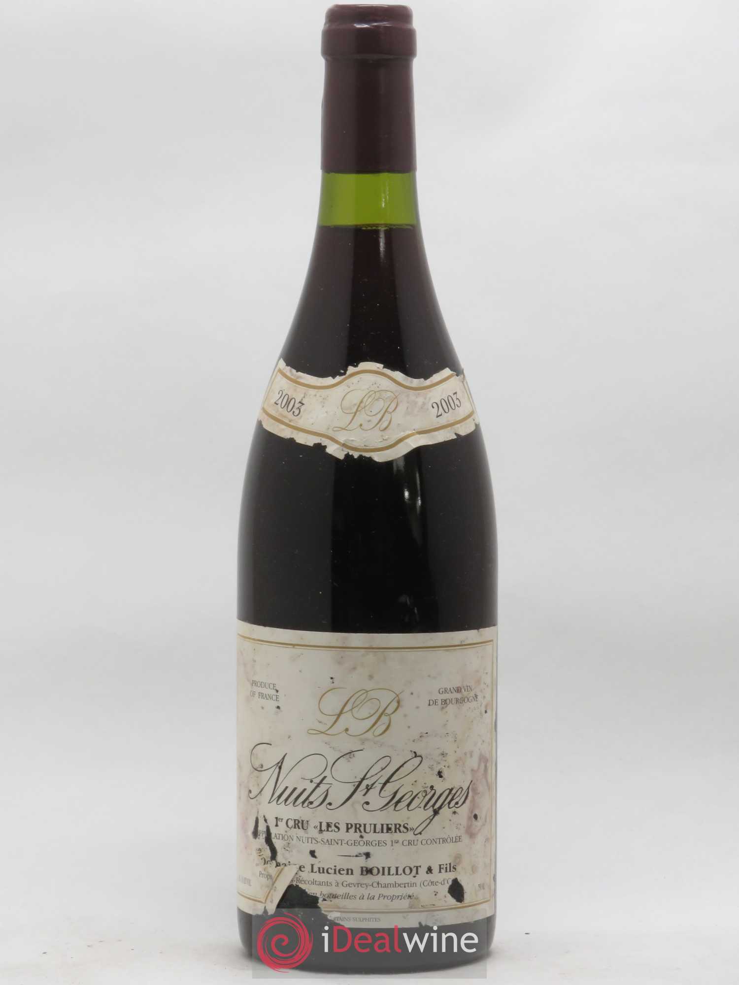 Nuits-Saint-Georges 1er Cru Les Pruliers Lucien Boillot & Fils (Domaine) 2003 - Lot de 1 bouteille - 0