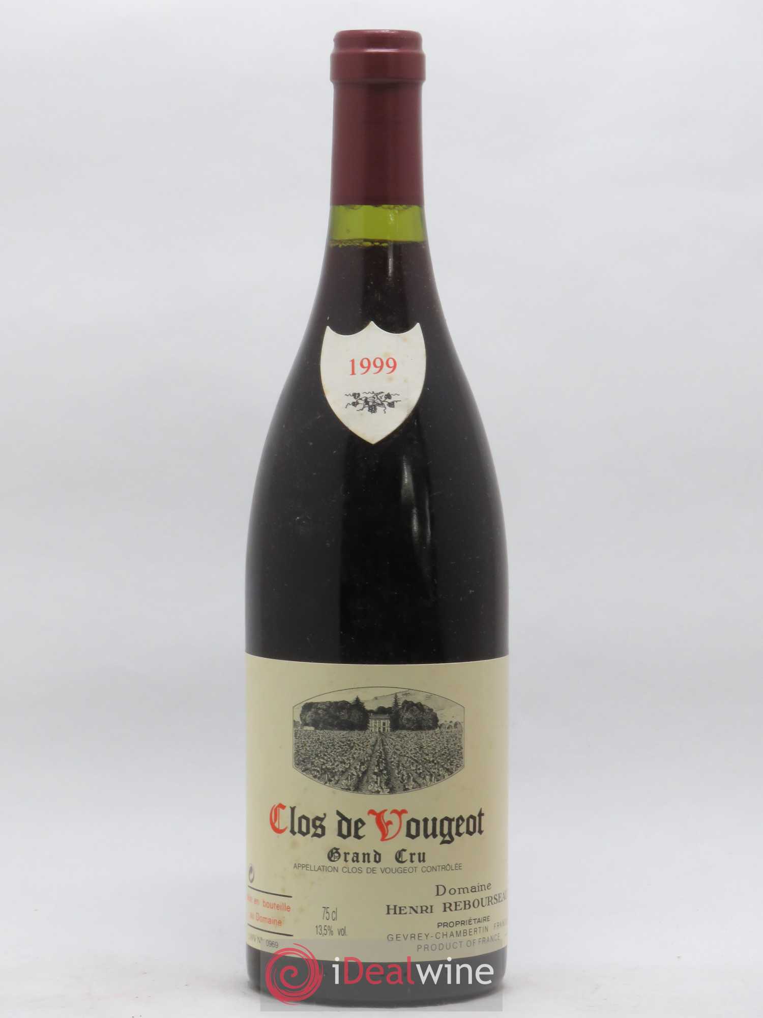 Clos de Vougeot Grand Cru Henri Rebourseau (Domaine) 1999 - Lot de 1 bouteille - 0