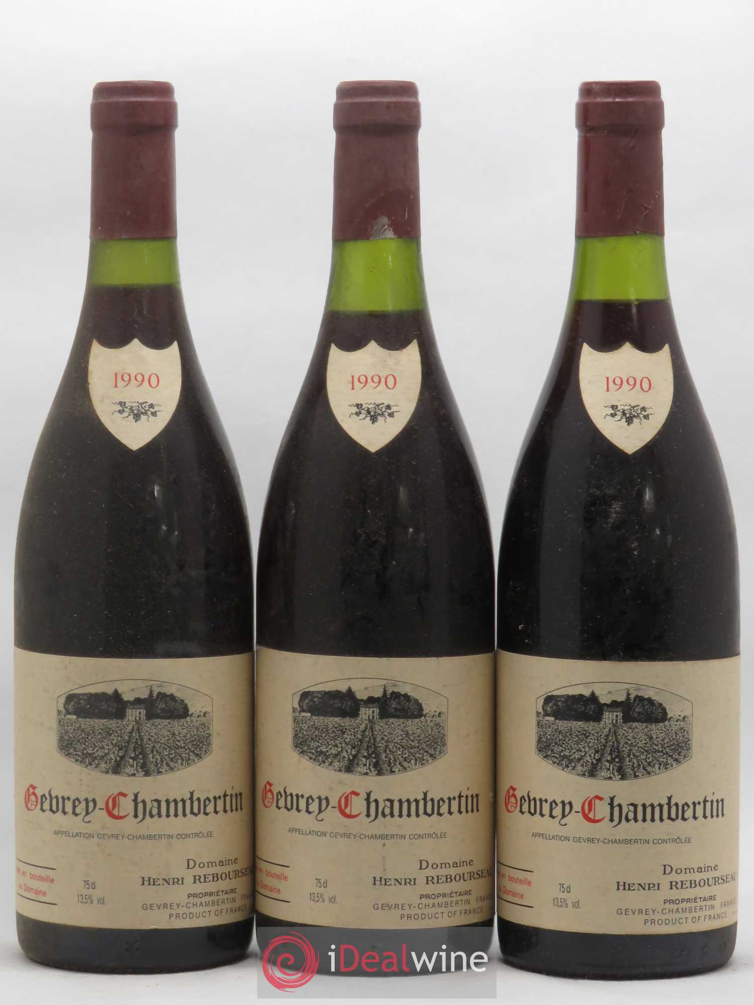 Gevrey-Chambertin Henri Rebourseau (Domaine) 1990 - Lot de 3 bouteilles - 0