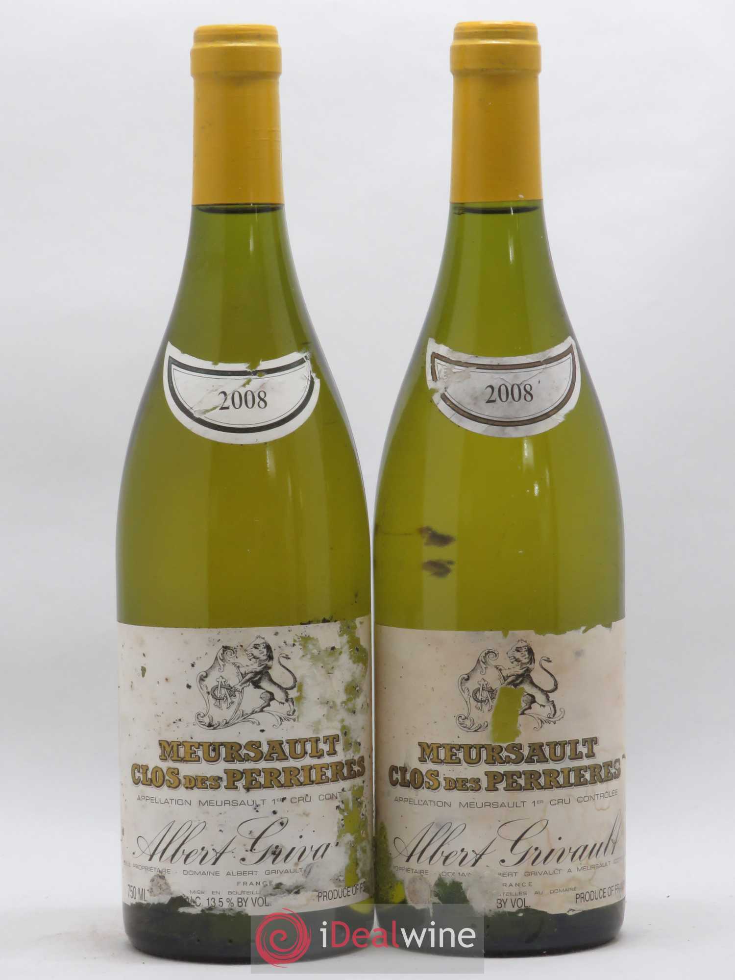 Meursault 1er Cru Clos des Perrières Monopole Albert Grivault 2008 - Lot de 2 bouteilles - 0