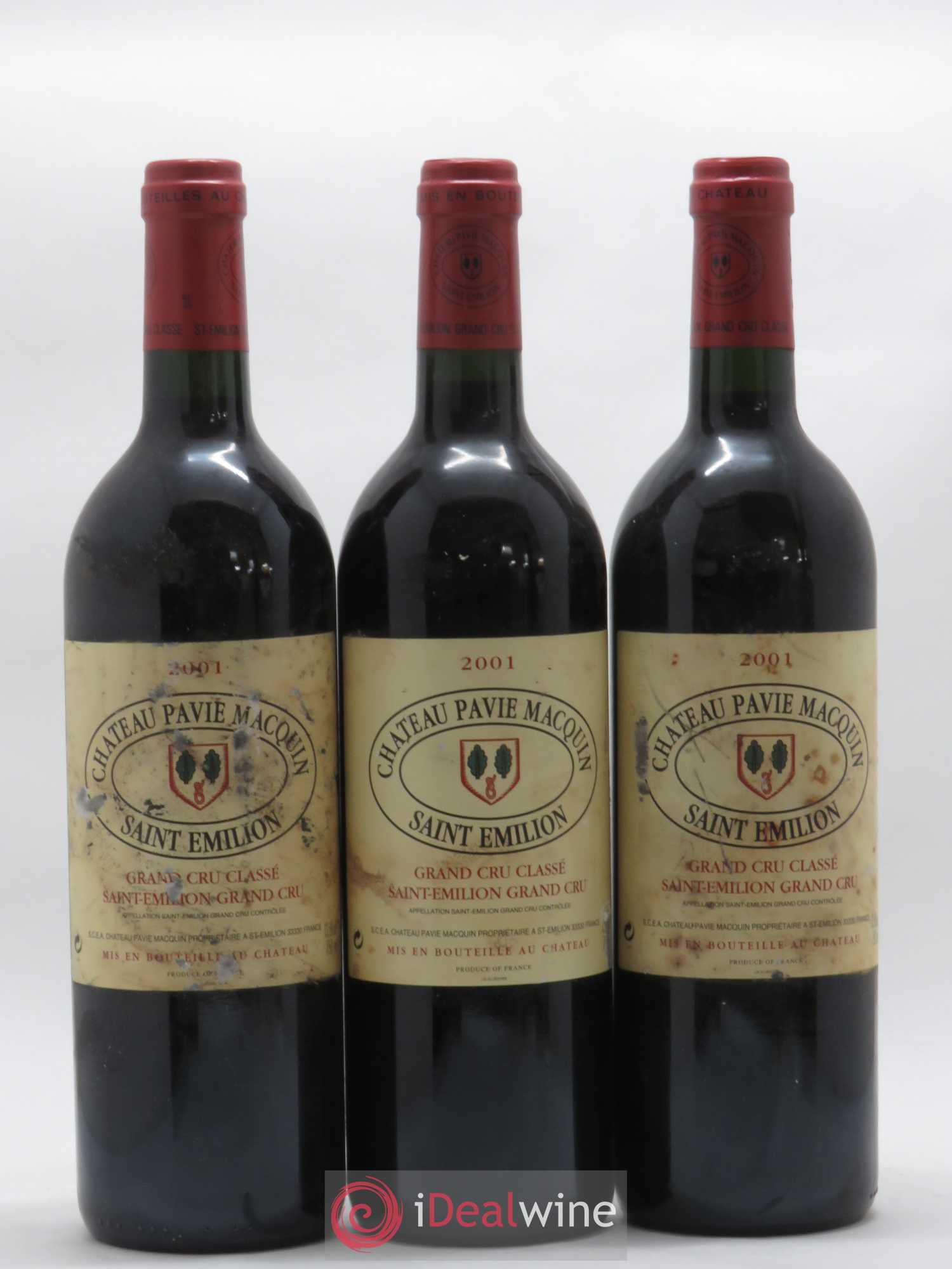 Château Pavie Macquin 1er Grand Cru Classé B 2001 - Lot de 3 bouteilles - 0