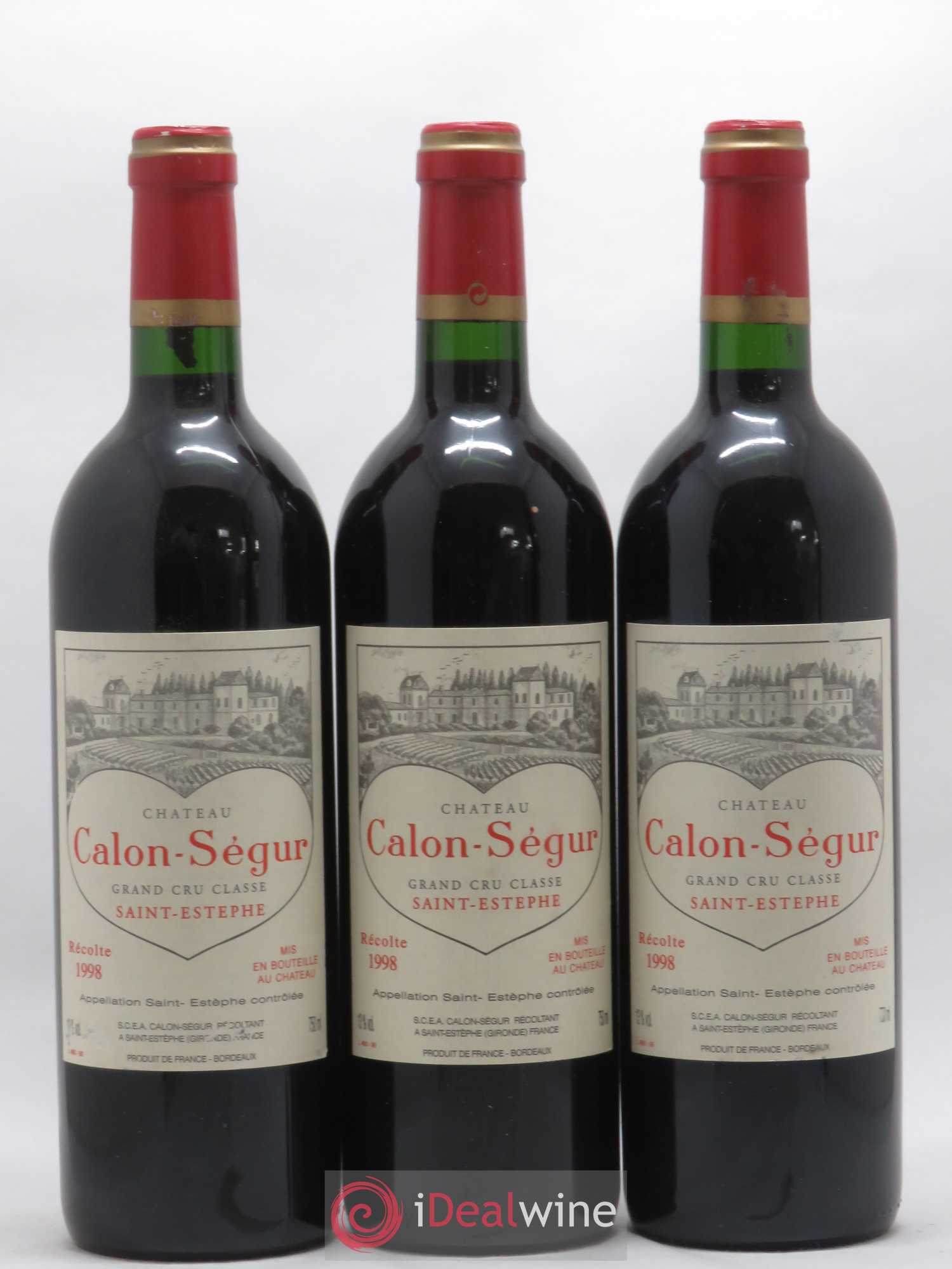 Château Calon Ségur 3ème Grand Cru Classé 1998 - Lot de 3 bouteilles - 0