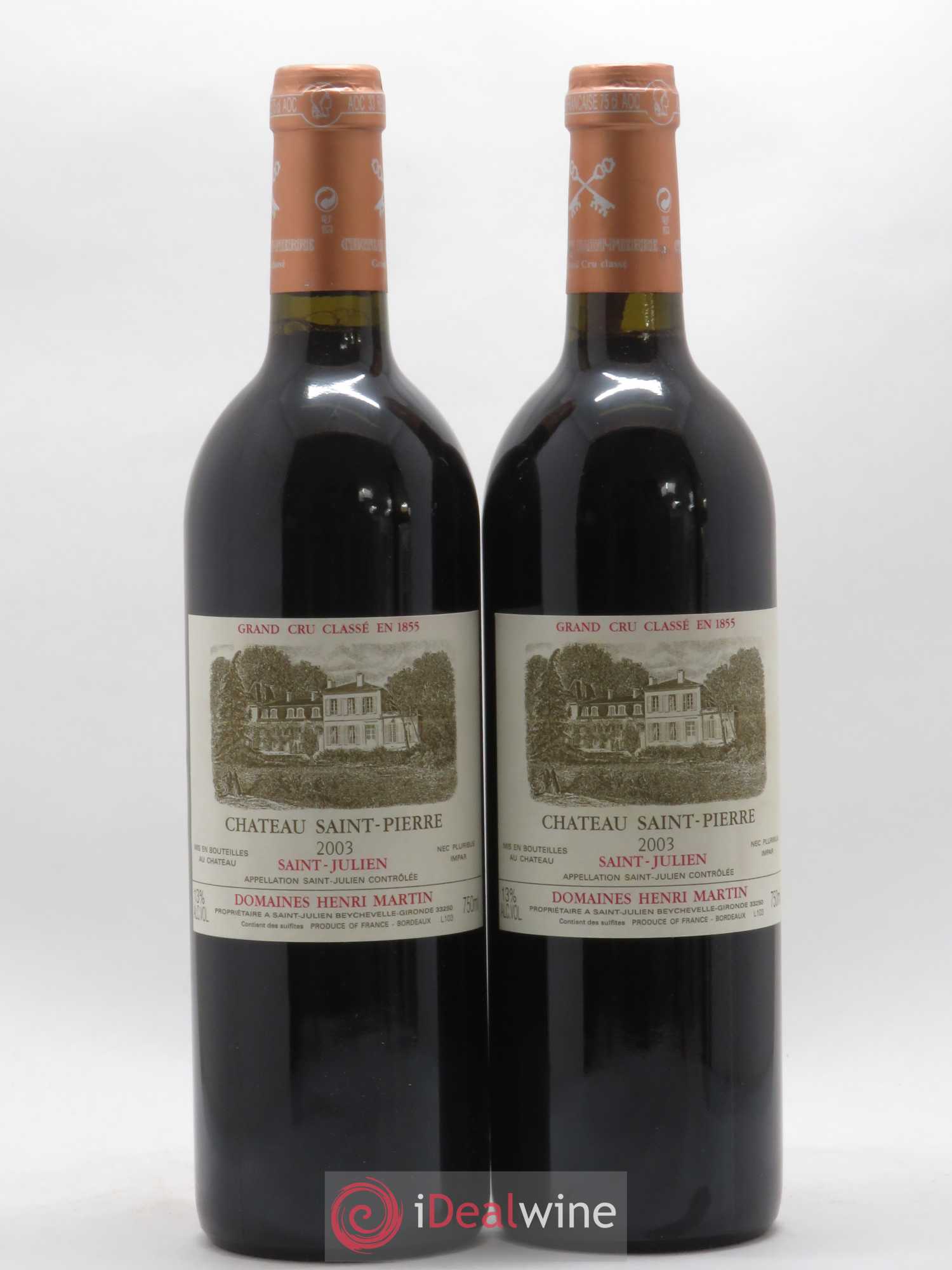 Château Saint-Pierre 4ème Grand Cru Classé 2003 - Lot de 2 bouteilles - 0
