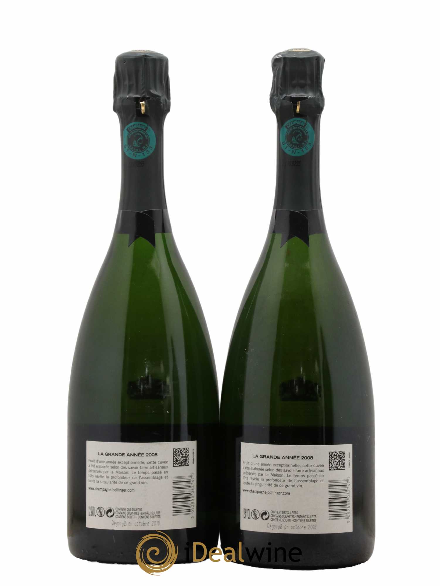 Grande Année Brut Bollinger 2008 - Lot of 2 bottles - 2