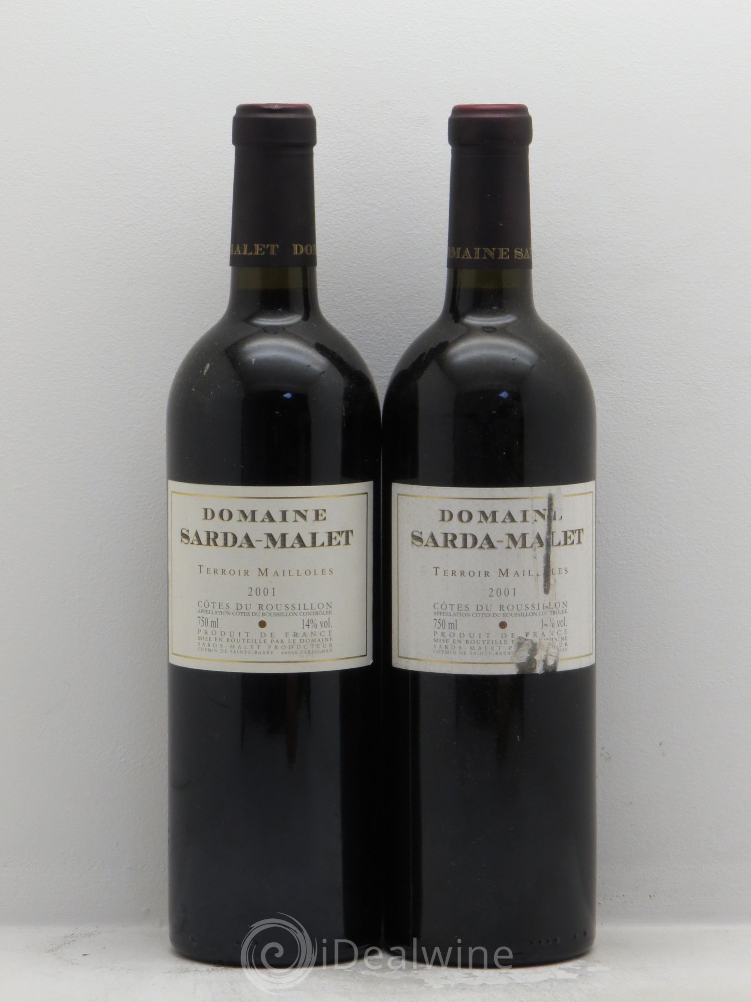 Côtes du Roussillon Domaine Sarda-Malet Terroir de Mailloles Jérôme Malet 2001 - Lot de 2 bouteilles - 0
