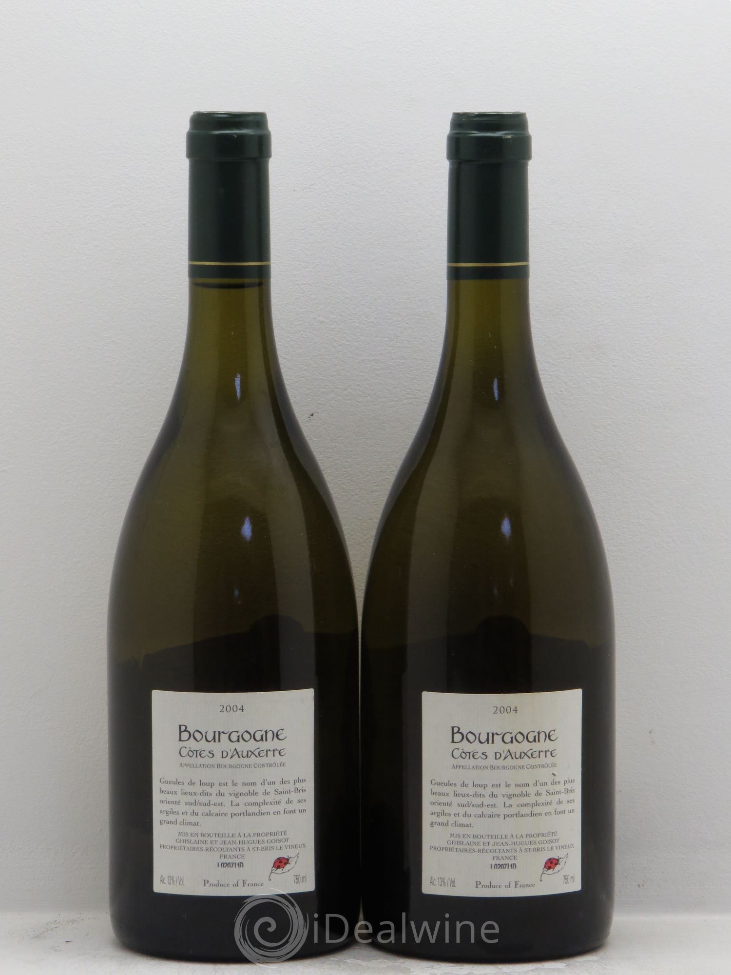 Divers Côtes d'Auxerre Chardonnay Gueule de Loup  G et JH Goisot (sans prix de réserve)  2004 - Posten von 2 Flaschen - 1