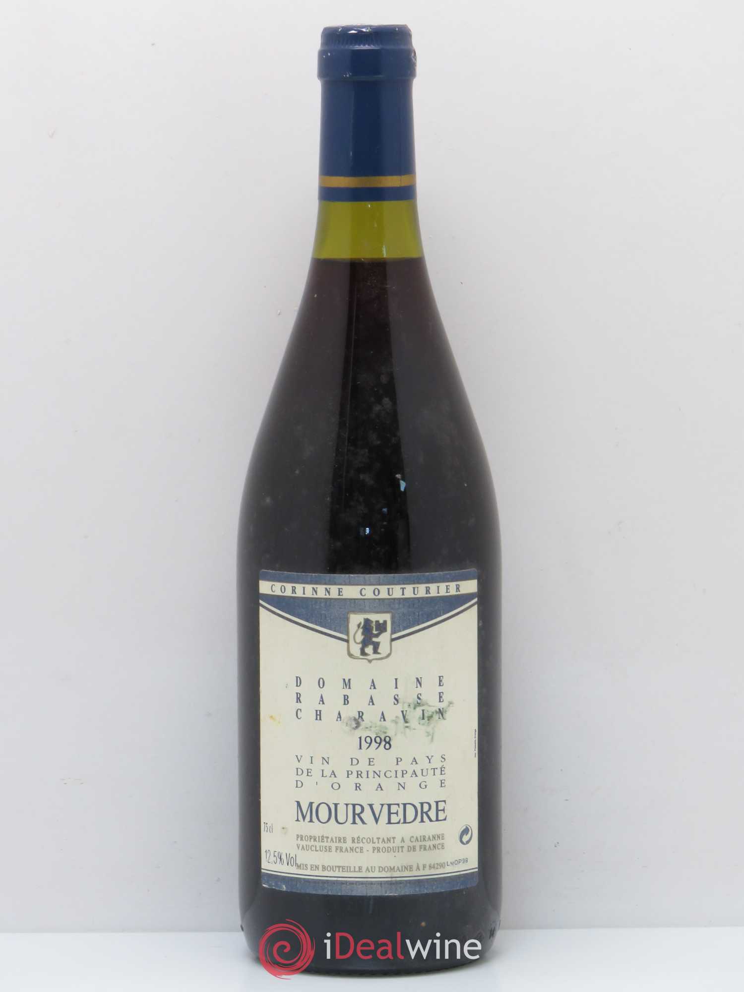 Rhône Vin de la principauté d'Orange Mourvèdre Domaine Rabasse Charavin (sans prix de réserve) 1998 - Posten von 1 Flasche - 0
