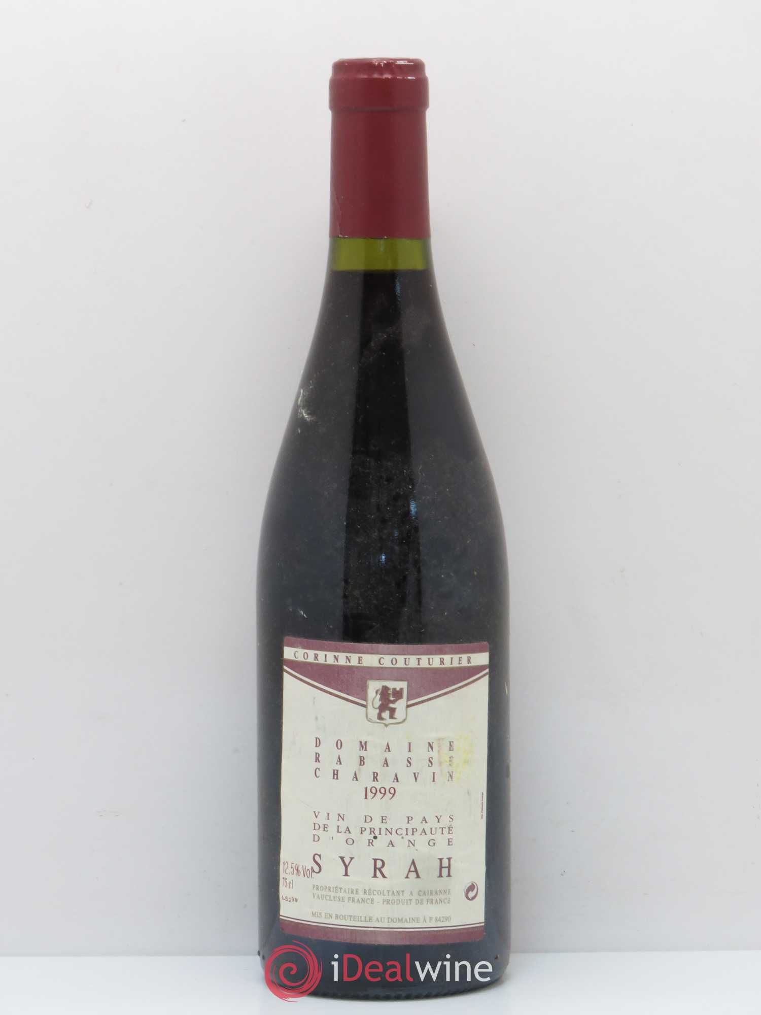 Rhône Vin de la principauté d'Orange Syrah Domaine Rabasse Charavin (sans prix de réserve) 1999 - Posten von 1 Flasche - 0