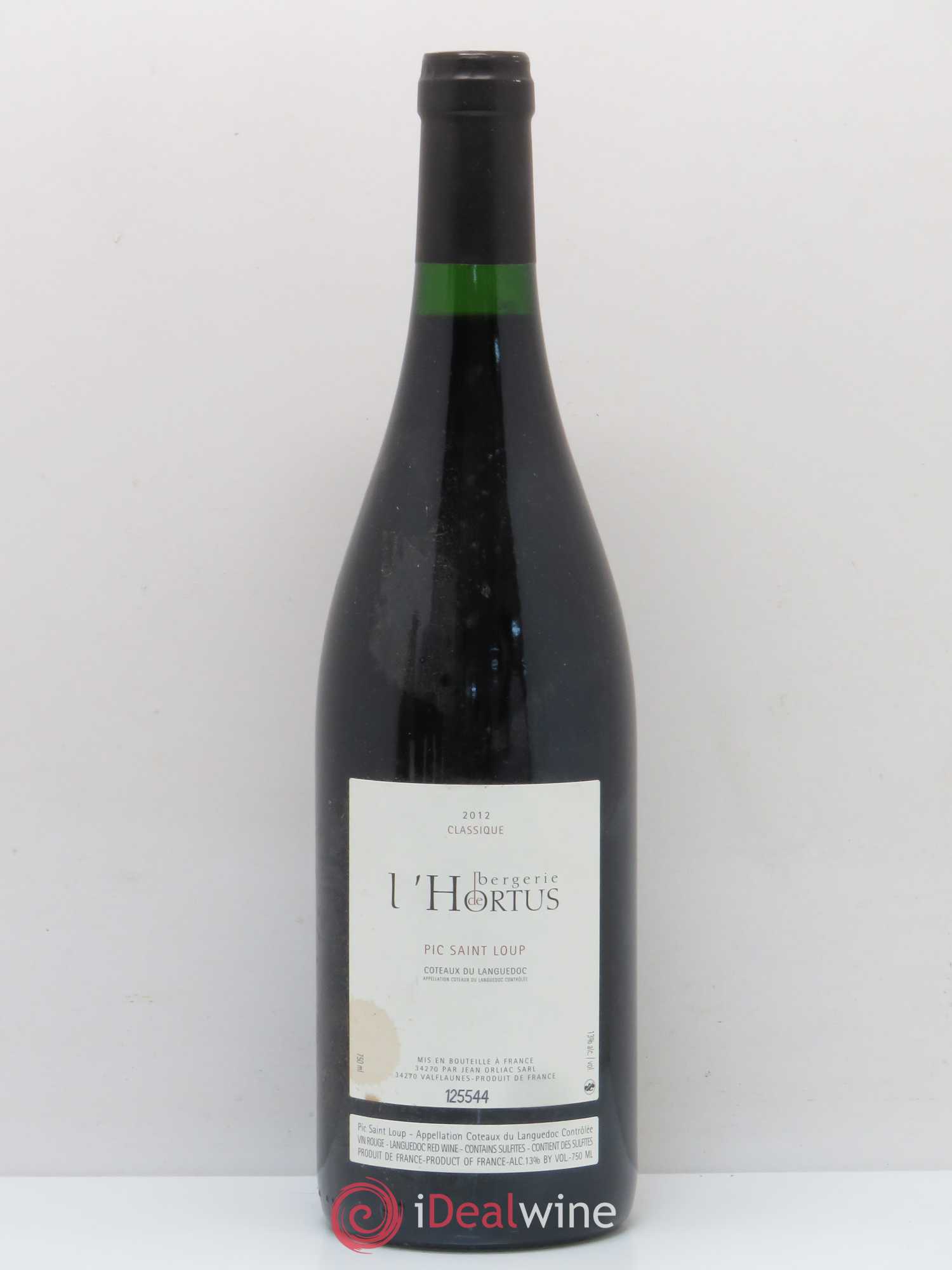 Pic Saint-Loup L'Hortus Bergerie de l'Hortus Classique Famille Orliac 2012 - Lot de 1 bouteille - 0