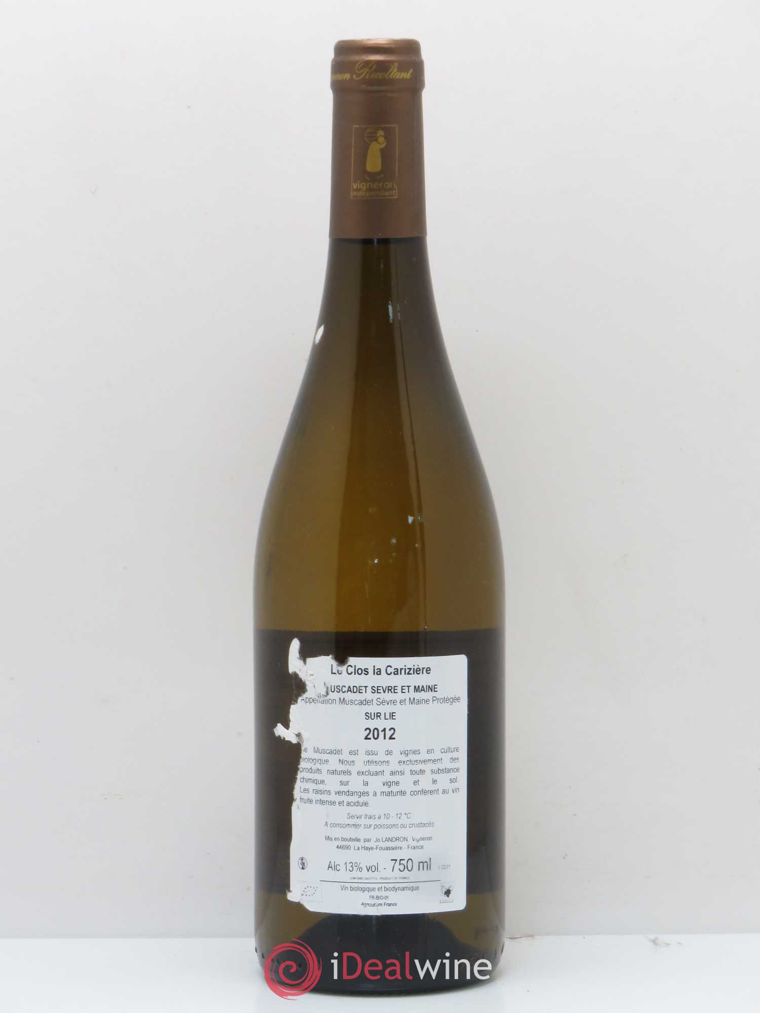 Muscadet-Sèvre-et-Maine Le Clos La Carizière Jo Landron (sans prix de réserve) 2012 - Lot de 1 bouteille - 1