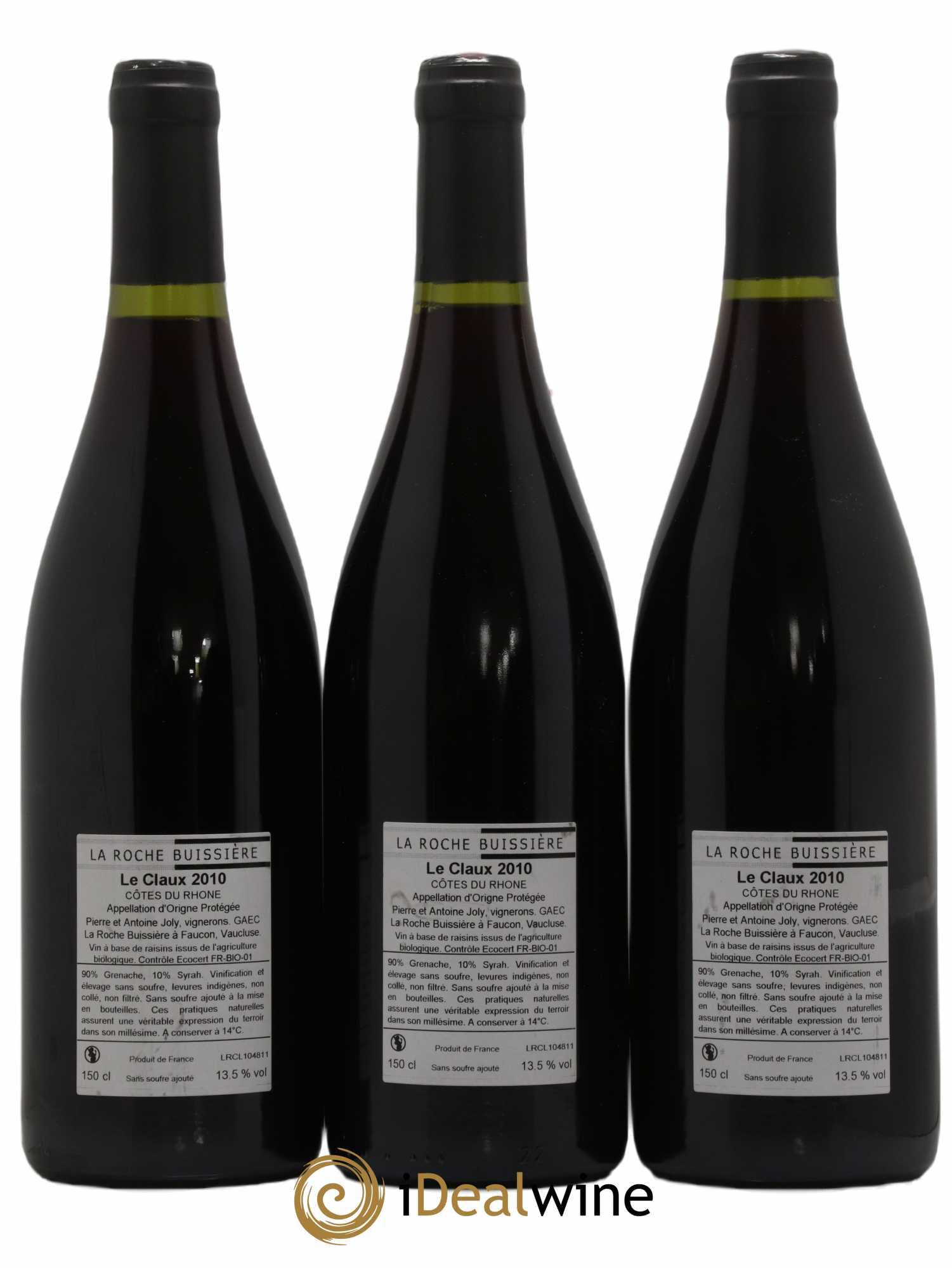 Côtes-du-Rhône Le Claux La Roche Buissière (Domaine) 2010 - Lot de 3 bouteilles - 1