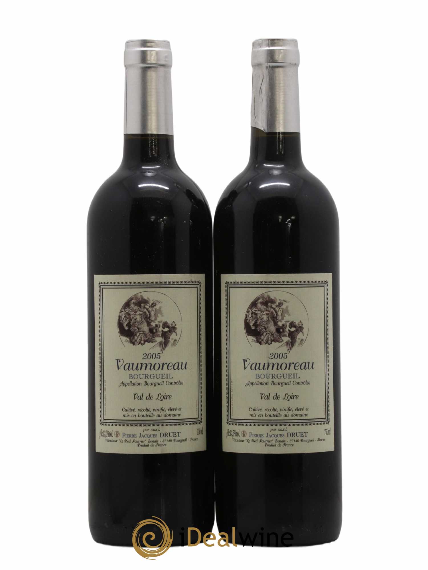 Bourgueil Vaumoreau Pierre Jacques Druet 2005 - Lot de 2 bouteilles - 0