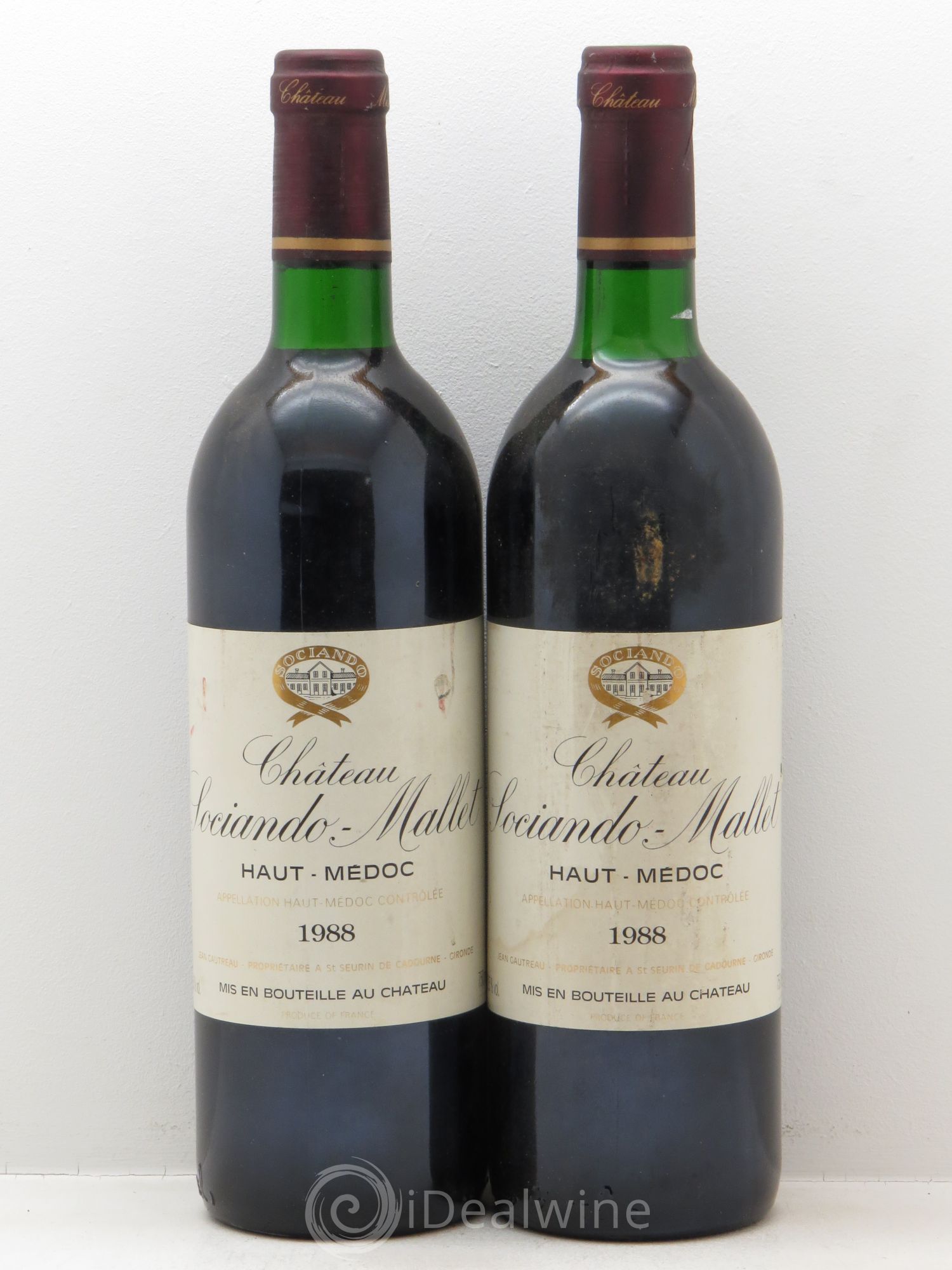Château Sociando Mallet 1988 - Lot de 2 bouteilles - 0