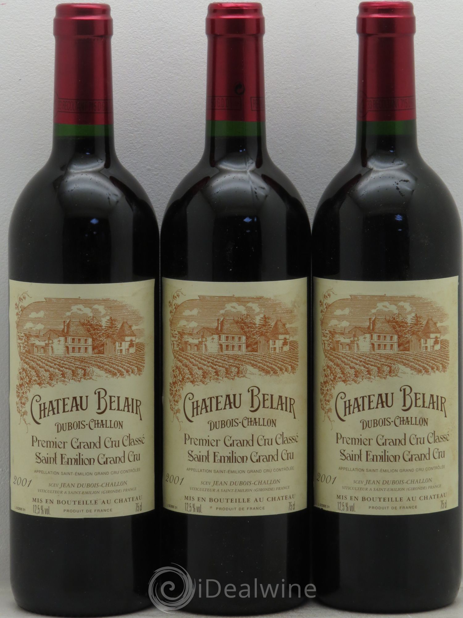 Château Belair (Belair-Monange) 1er Grand Cru Classé B 2001 - Lot de 3 bouteilles - 0