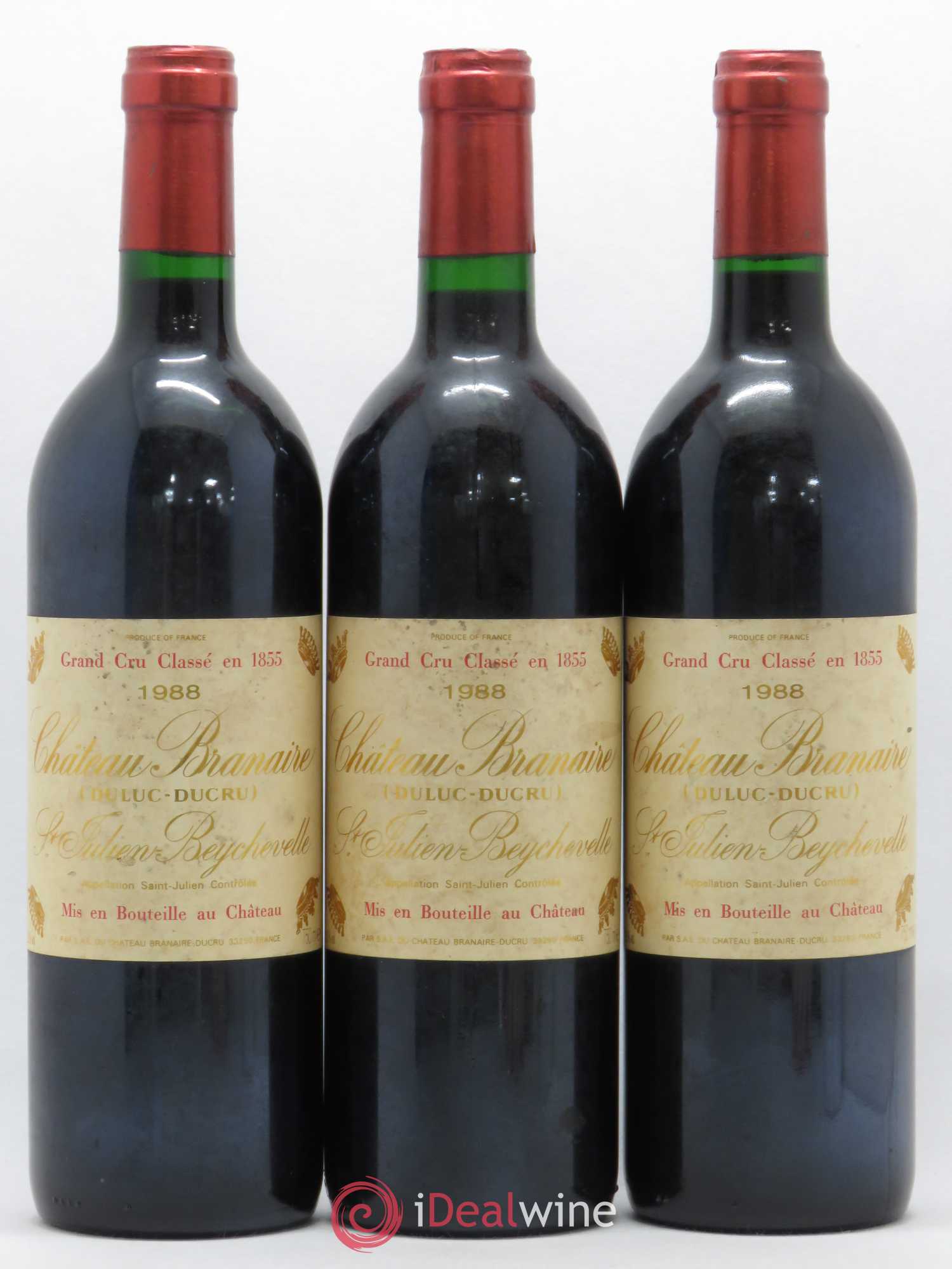 Château Branaire Ducru 4ème Grand Cru Classé 1988 - Lot de 3 bouteilles - 0