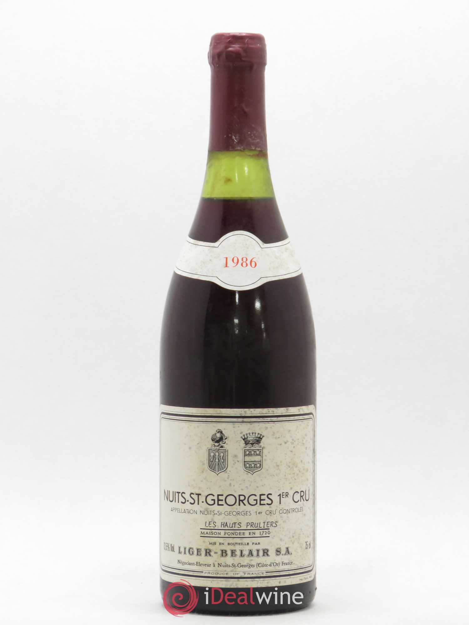 Nuits-Saint-Georges 1er Cru Les Hauts Pruliers Liger Belair SA 1986 - Posten von 1 Flasche - 0