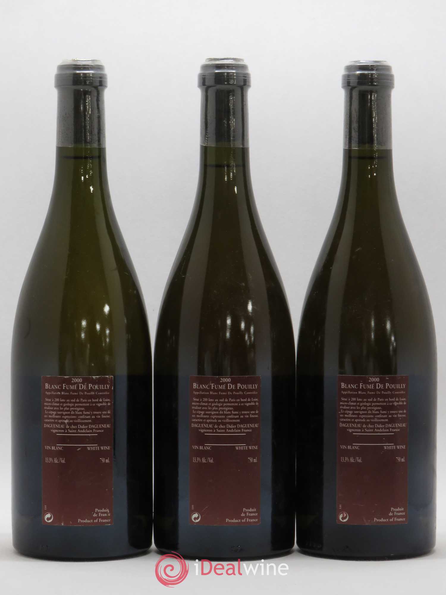 Vin de France (anciennement Pouilly-Fumé) Pur Sang Dagueneau (Domaine Didier - Louis-Benjamin) 2000 - Lot de 3 bouteilles - 1