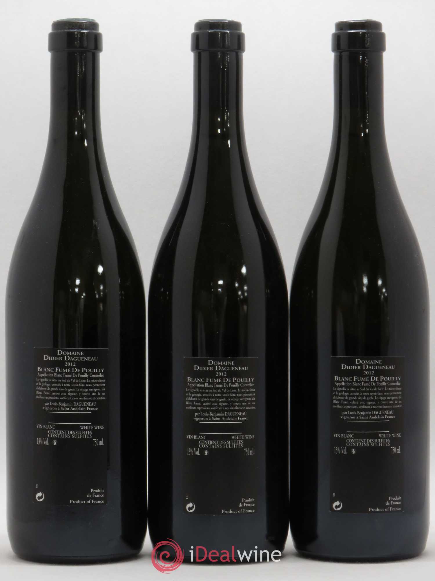 Vin de France (anciennement Pouilly-Fumé) Silex Dagueneau (Domaine Didier - Louis-Benjamin) 2012 - Lot de 3 bouteilles - 1