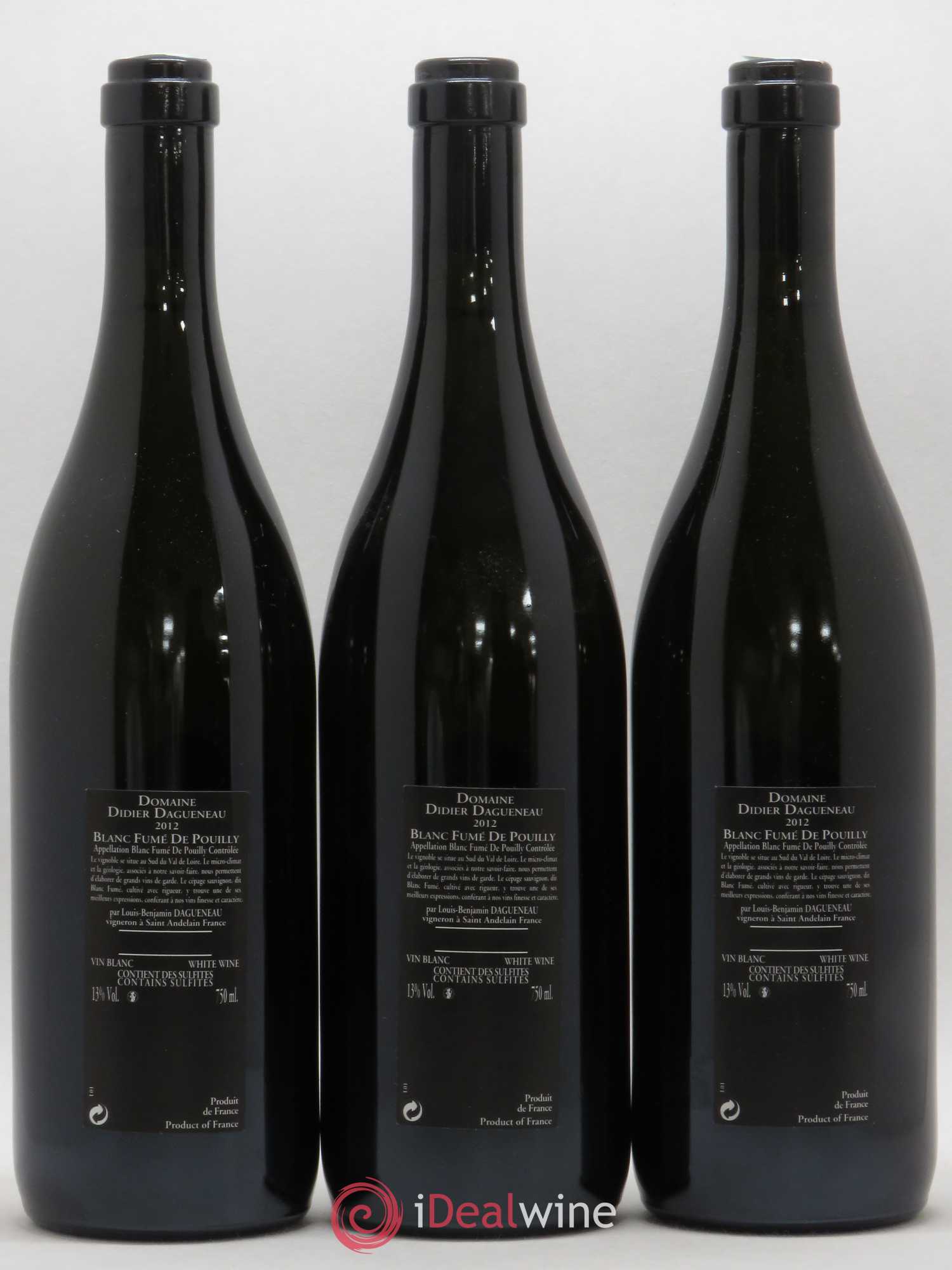 Vin de France (anciennement Pouilly-Fumé) Silex Dagueneau (Domaine Didier - Louis-Benjamin) 2012 - Lot de 3 bouteilles - 1