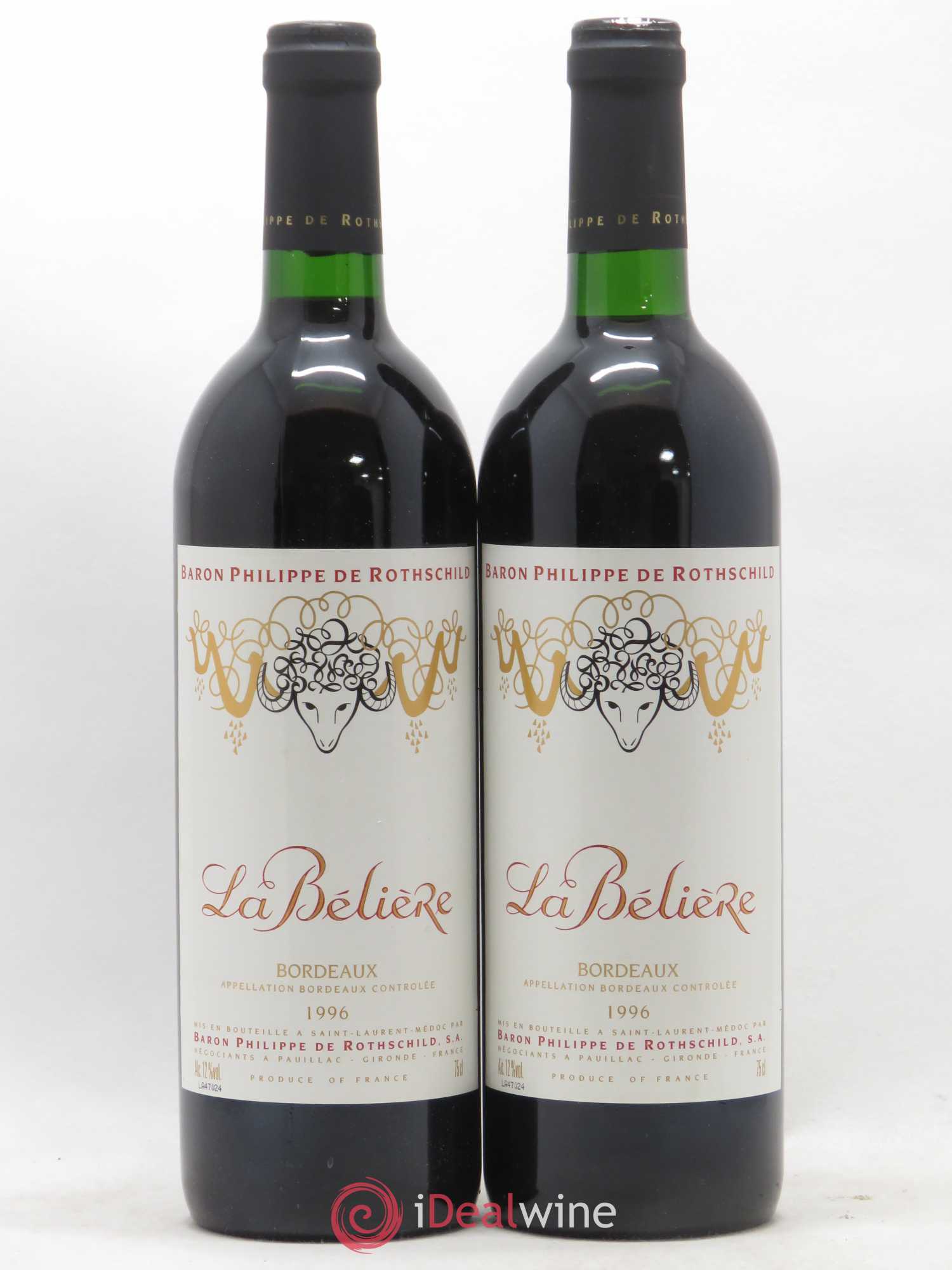 Bordeaux La Belière 1996 - Posten von 2 Flaschen - 0