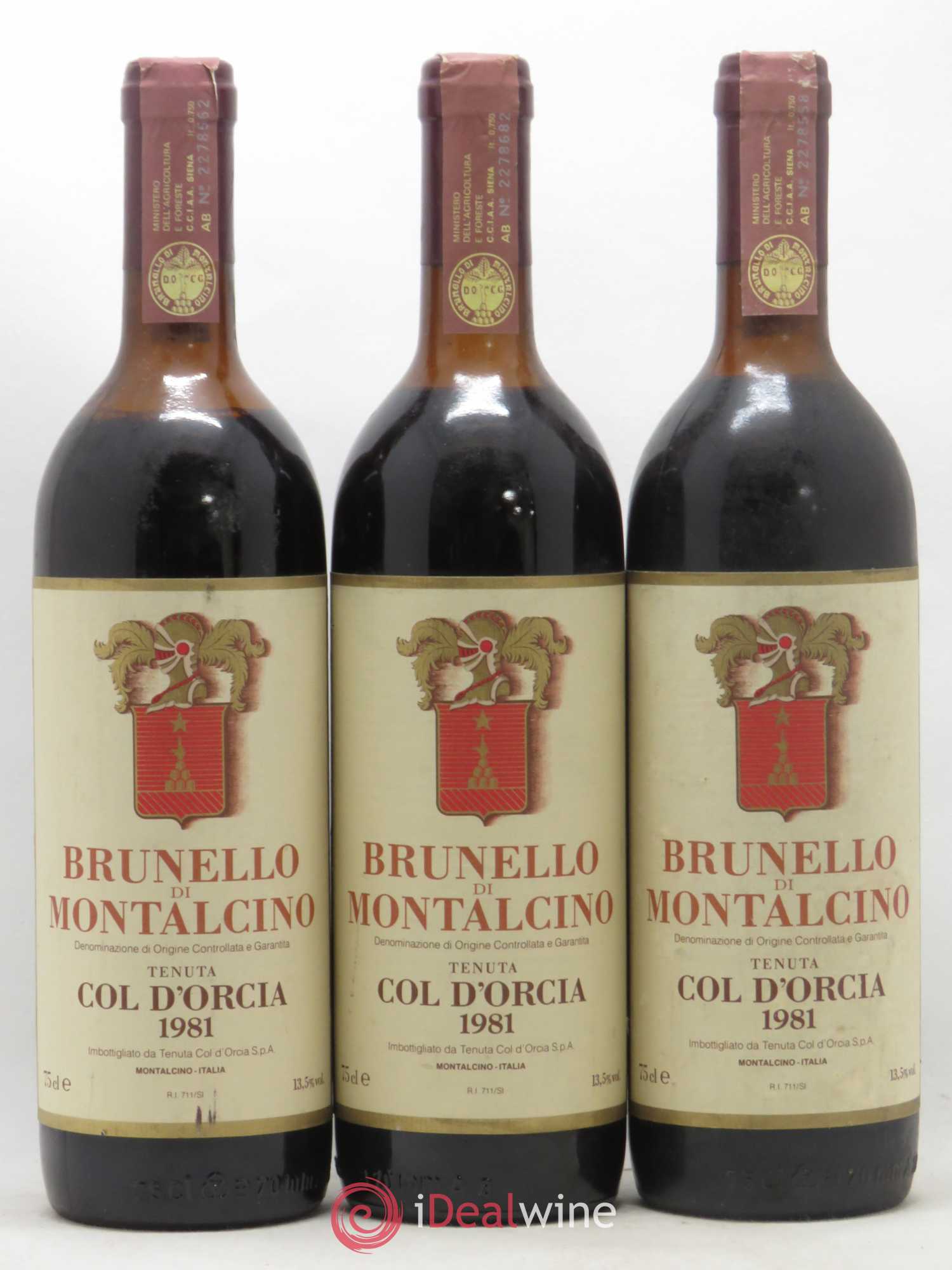 Brunello di Montalcino Col d'Orcia 1981 - Lot de 3 bouteilles - 0