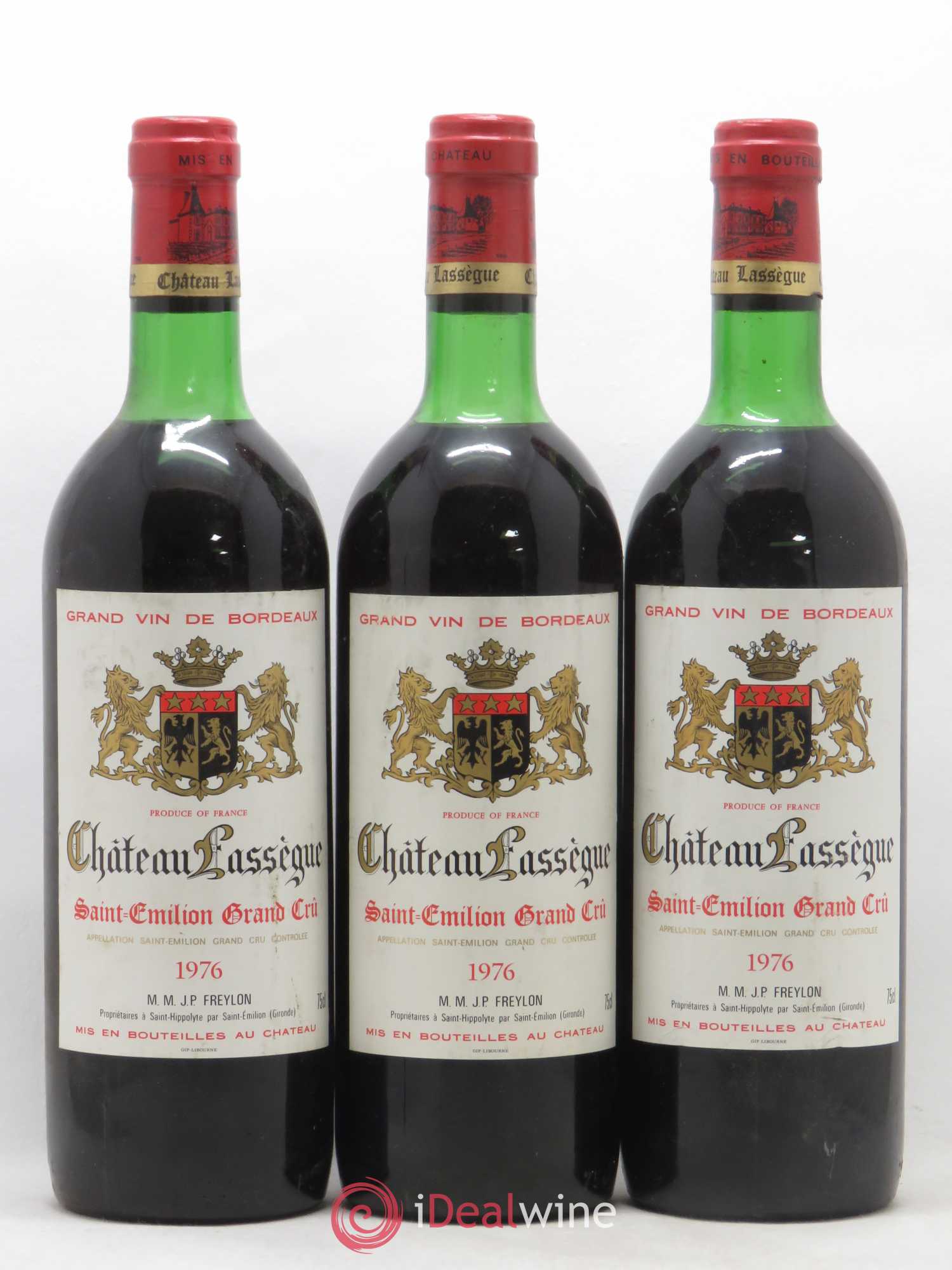 Saint-Émilion Château Lassegue 1976 - Lot de 3 bouteilles - 0