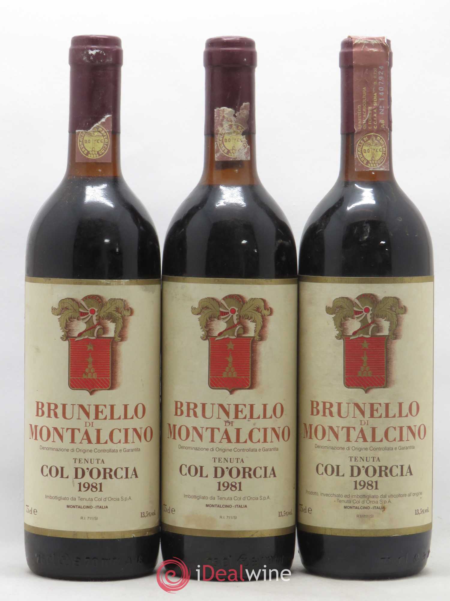 Brunello di Montalcino Col d'Orcia 1981 - Lot de 3 bouteilles - 0
