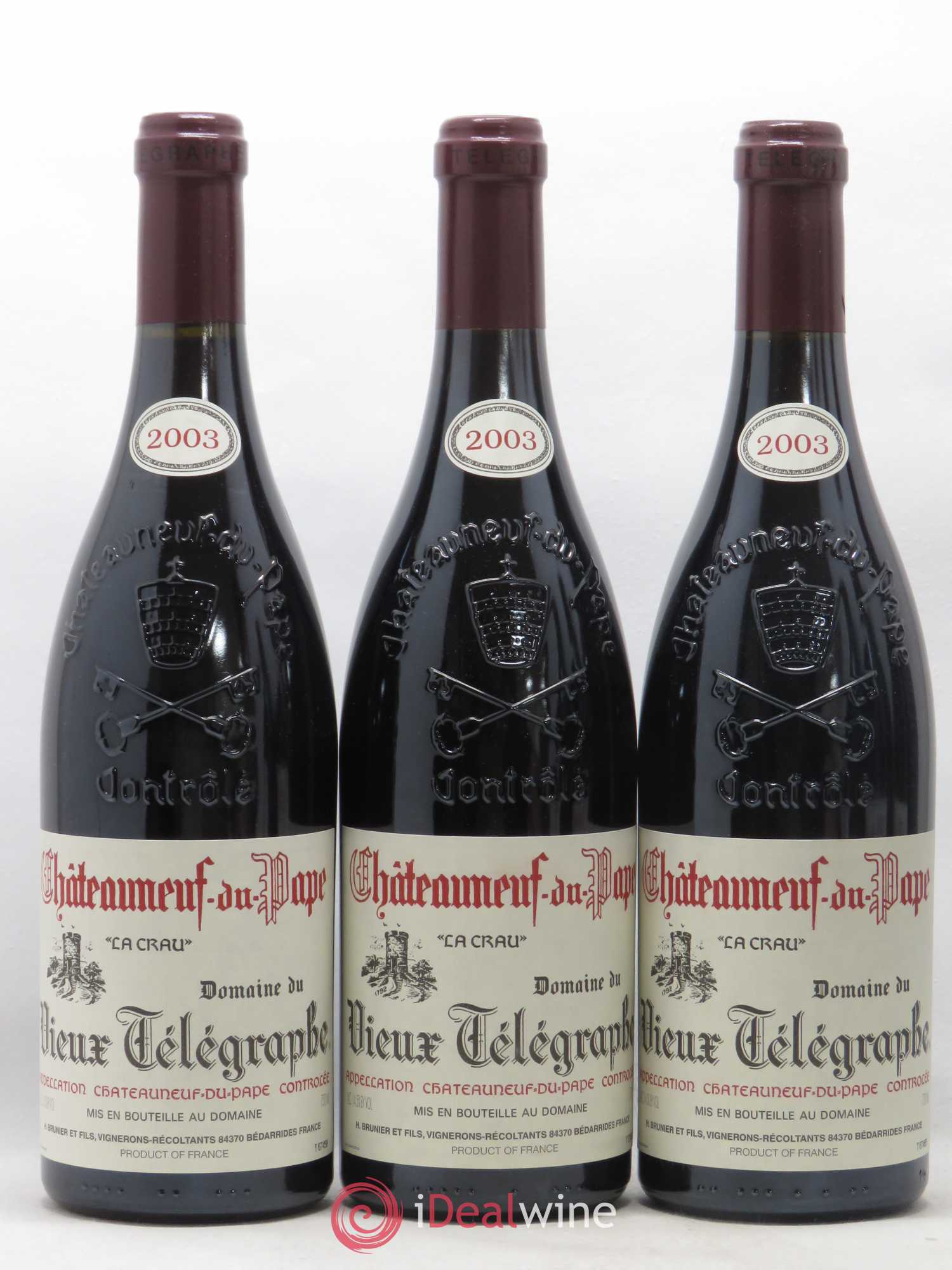Châteauneuf-du-Pape Vieux Télégraphe (Domaine du) Vignobles Brunier 2003 - Lot de 6 bouteilles - 1