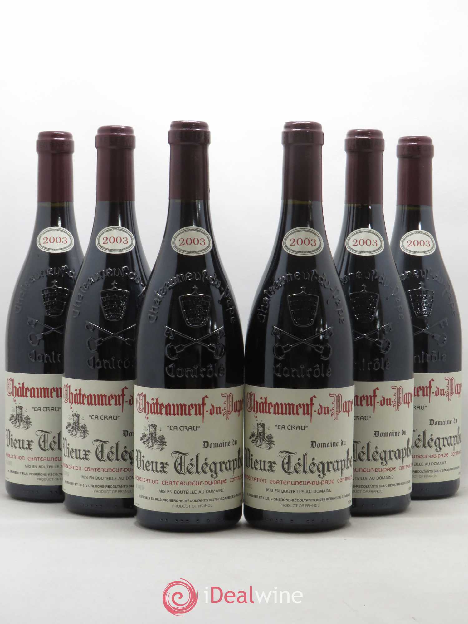 Châteauneuf-du-Pape Vieux Télégraphe (Domaine du) Vignobles Brunier 2003 - Lot de 6 bouteilles - 0