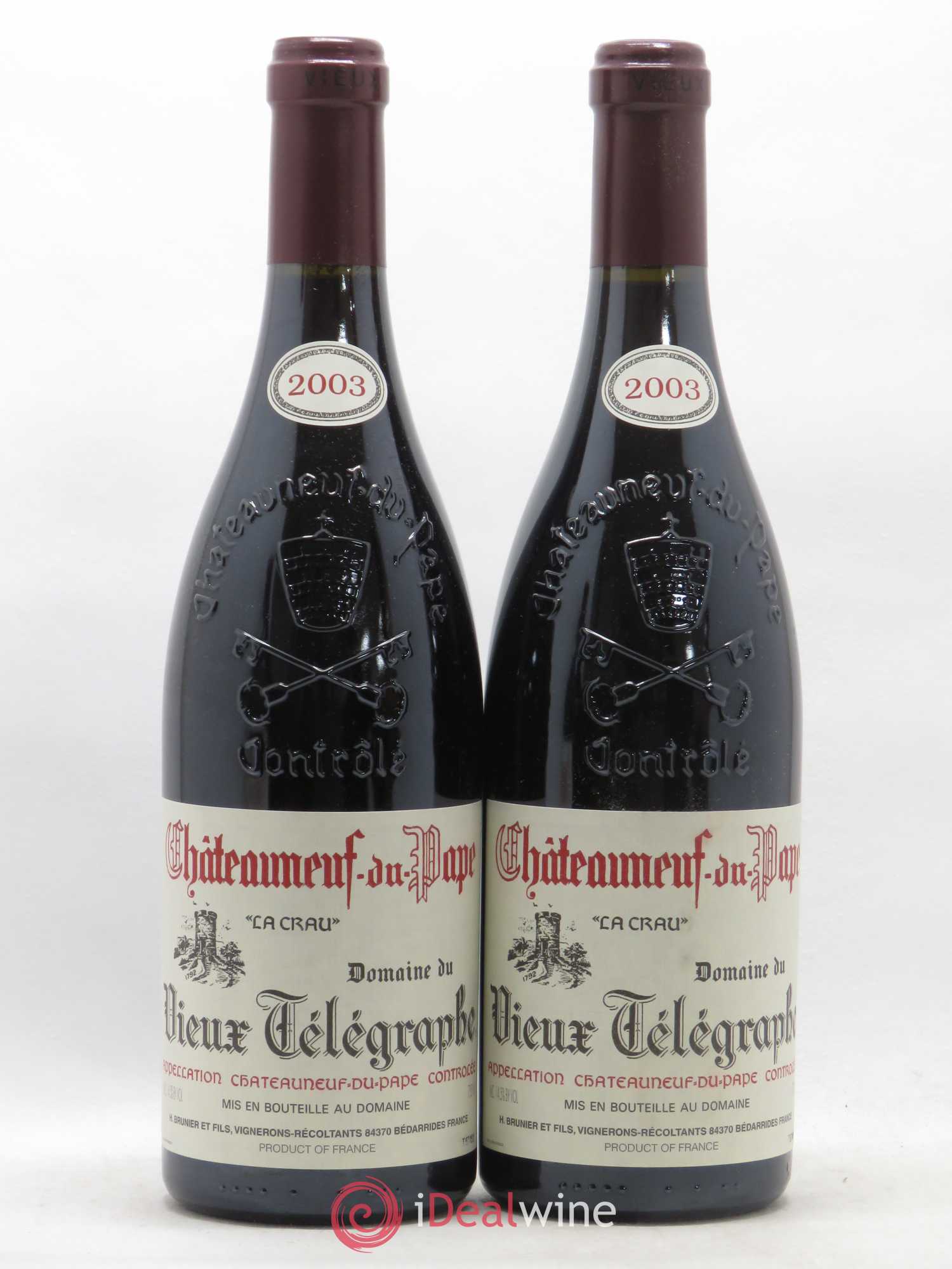 Châteauneuf-du-Pape Vieux Télégraphe (Domaine du) Vignobles Brunier 2003 - Lot de 2 bouteilles - 0