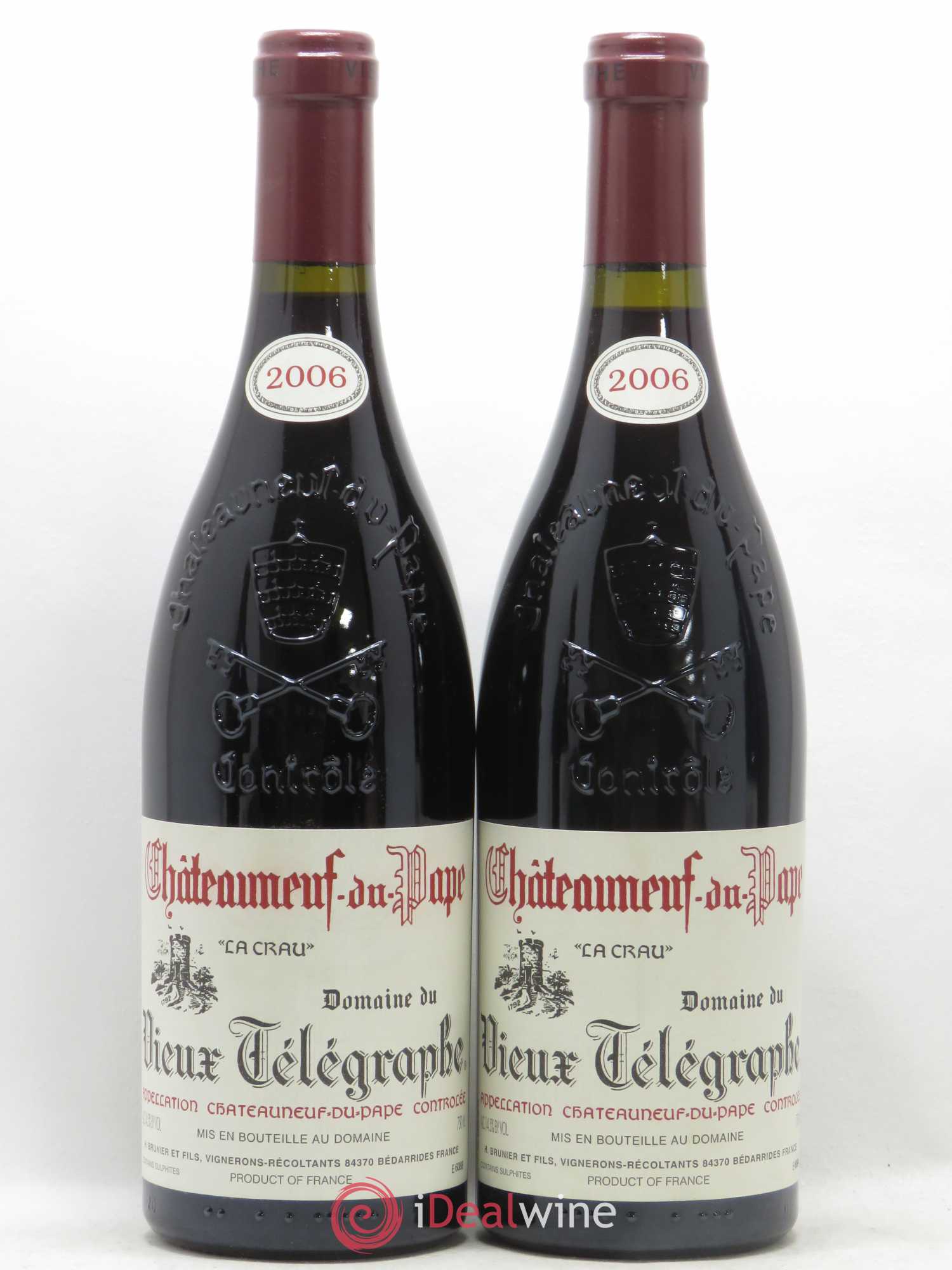 Châteauneuf-du-Pape Vieux Télégraphe (Domaine du) Vignobles Brunier 2006 - Lot de 2 bouteilles - 0