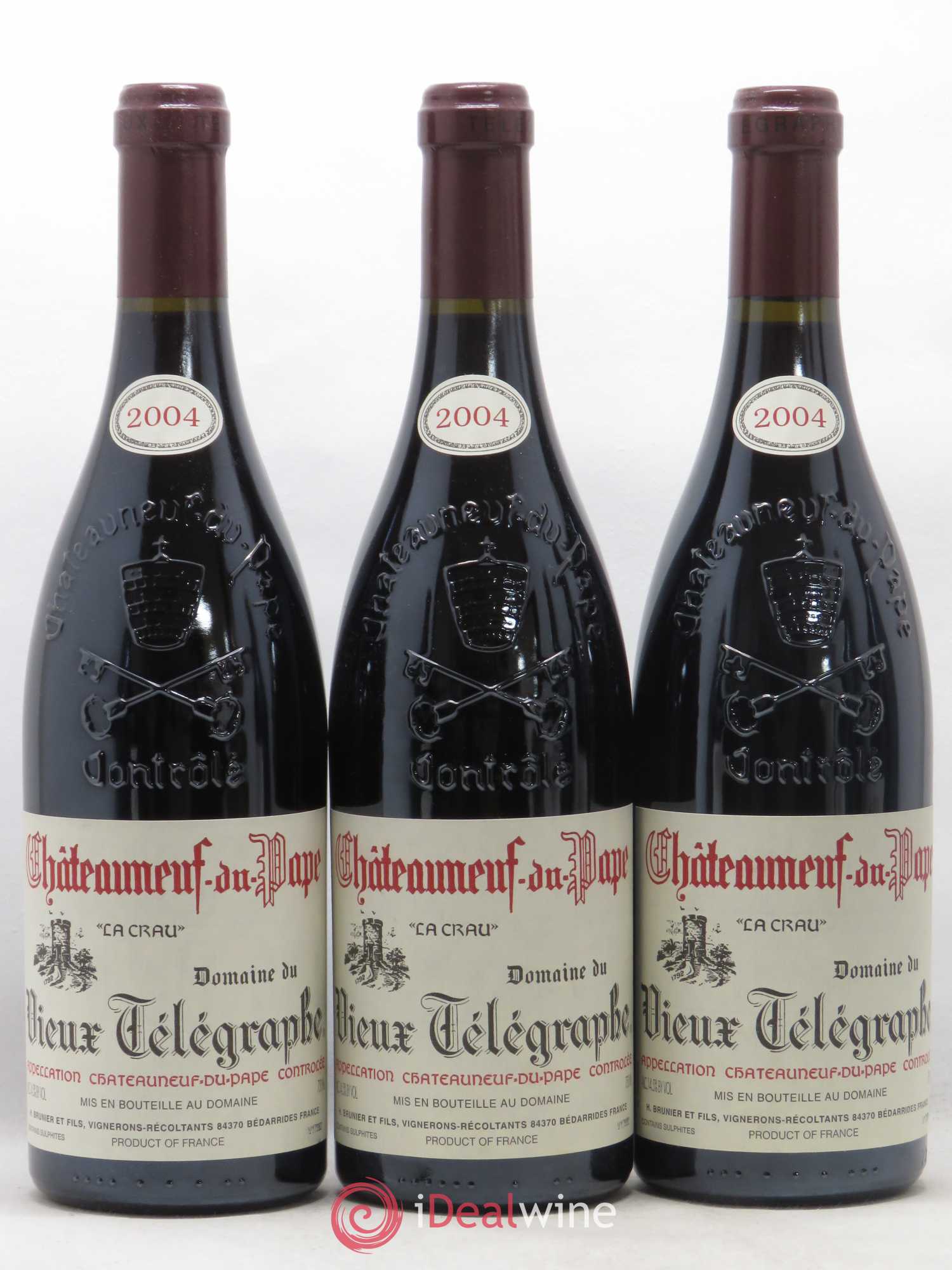 Châteauneuf-du-Pape Vieux Télégraphe (Domaine du) Vignobles Brunier 2004 - Lot de 3 bouteilles - 0