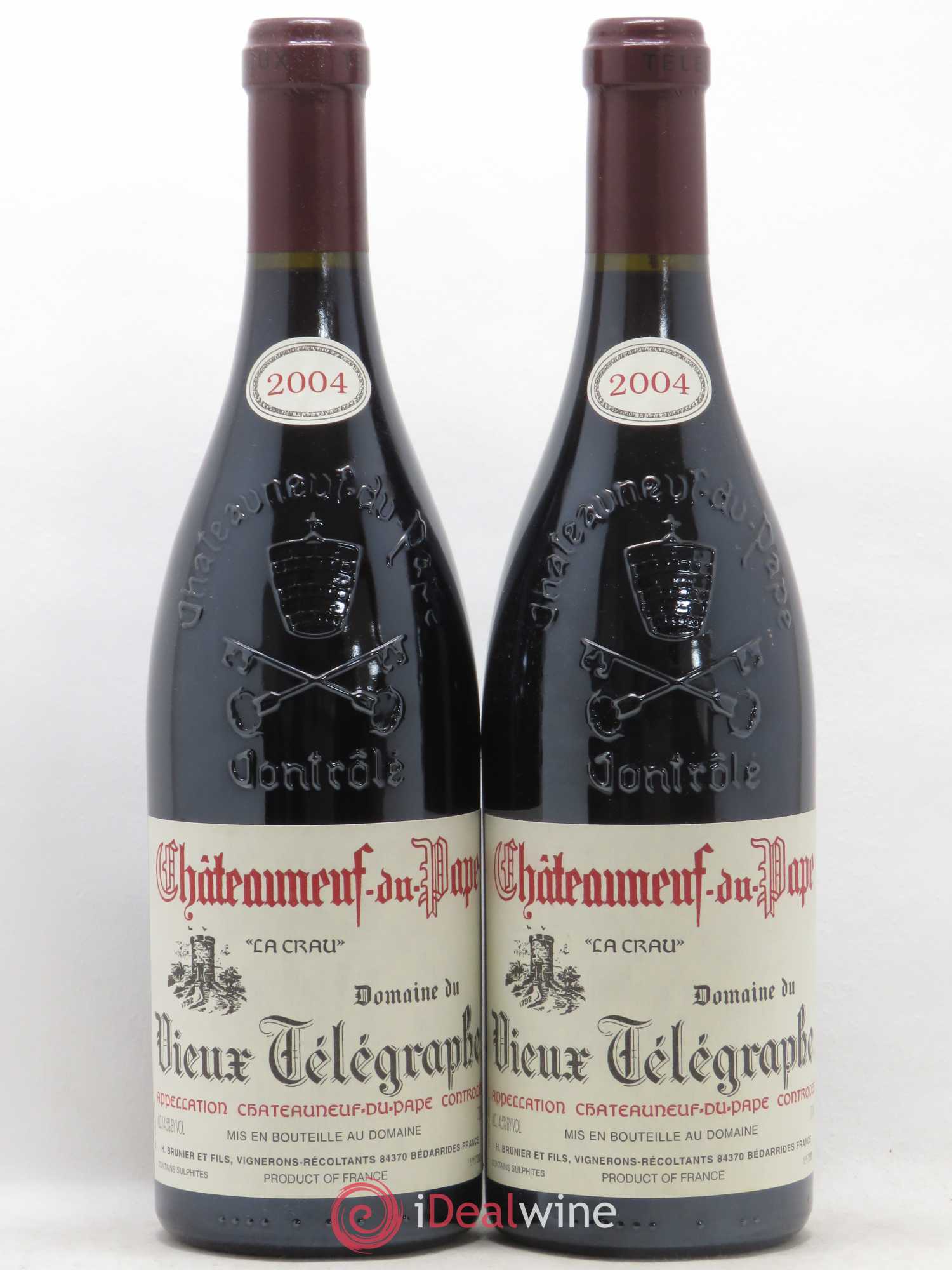 Châteauneuf-du-Pape Vieux Télégraphe (Domaine du) Vignobles Brunier 2004 - Lot de 2 bouteilles - 0