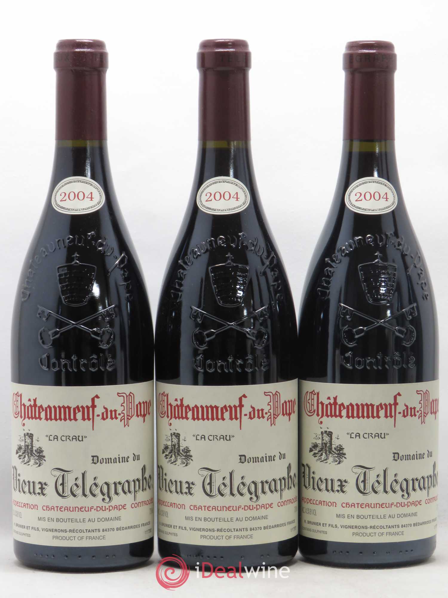 Châteauneuf-du-Pape Vieux Télégraphe (Domaine du) Vignobles Brunier 2004 - Lot de 3 bouteilles - 0